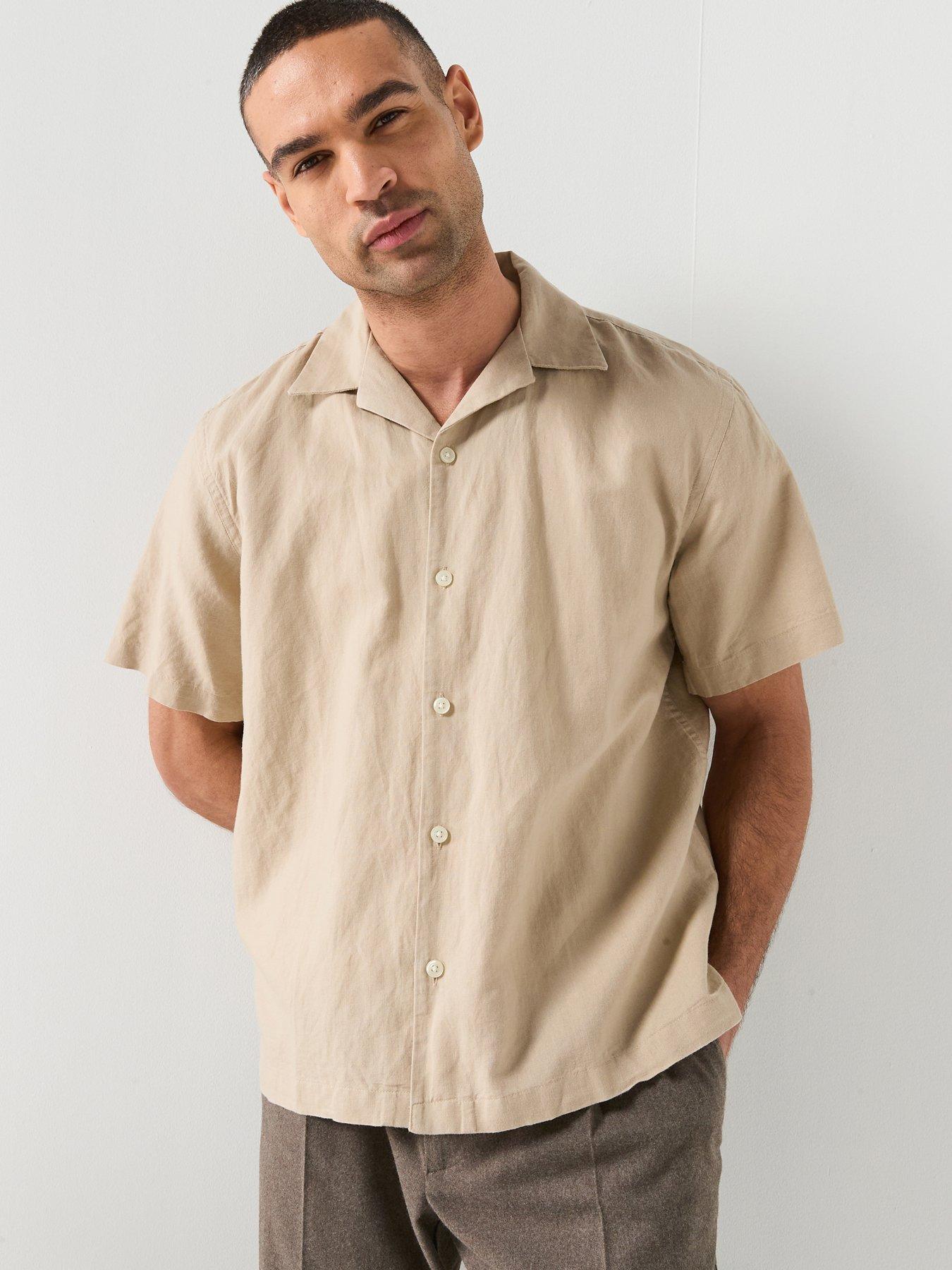 Selected Clay Short Sleeve Linen Blend Shirt - Brown