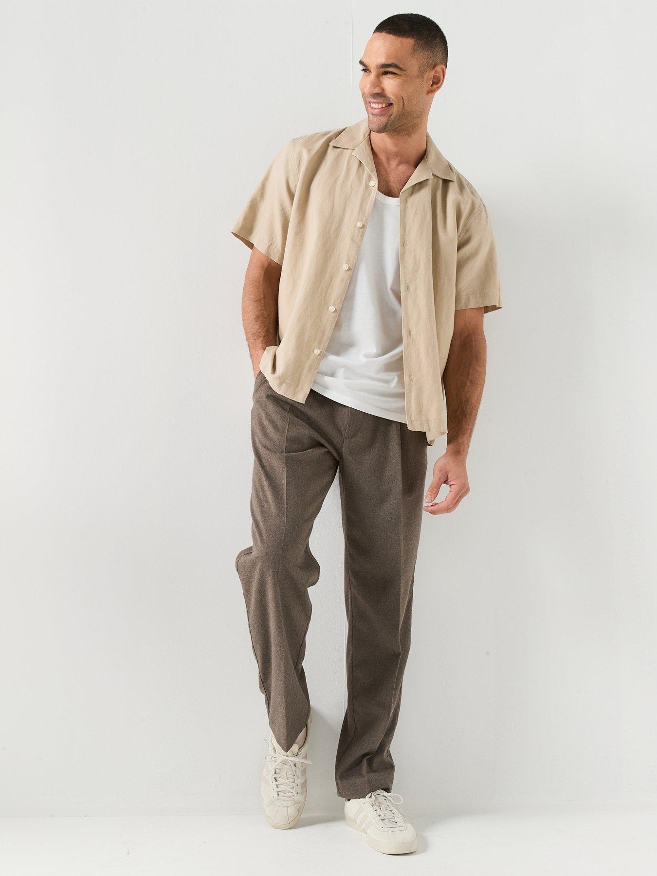 Image 3 of 5 of Selected Clay Short Sleeve Linen Blend Shirt