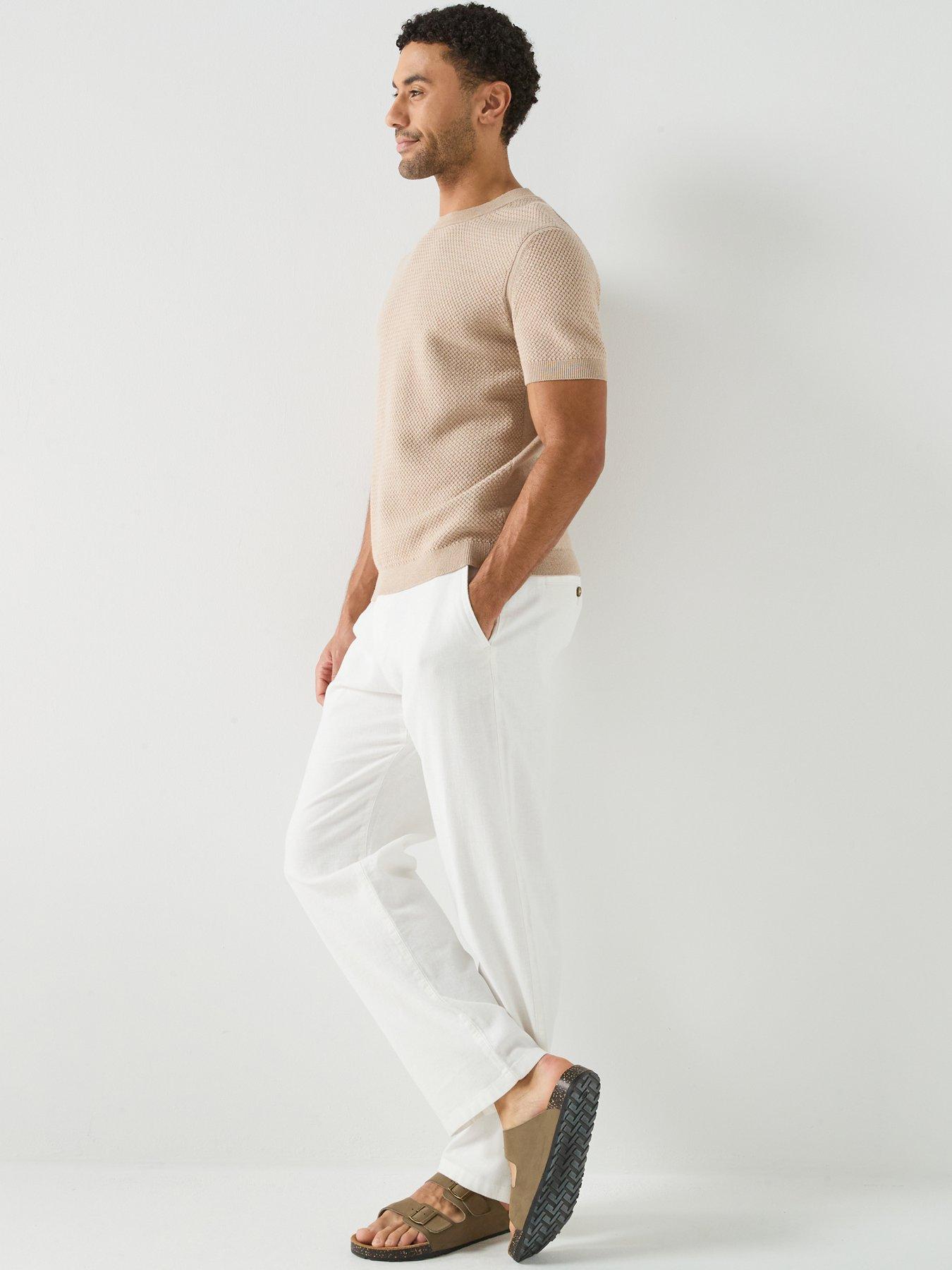 Image 6 of 6 of Selected Brody Loose Fit Linen Trousers - White