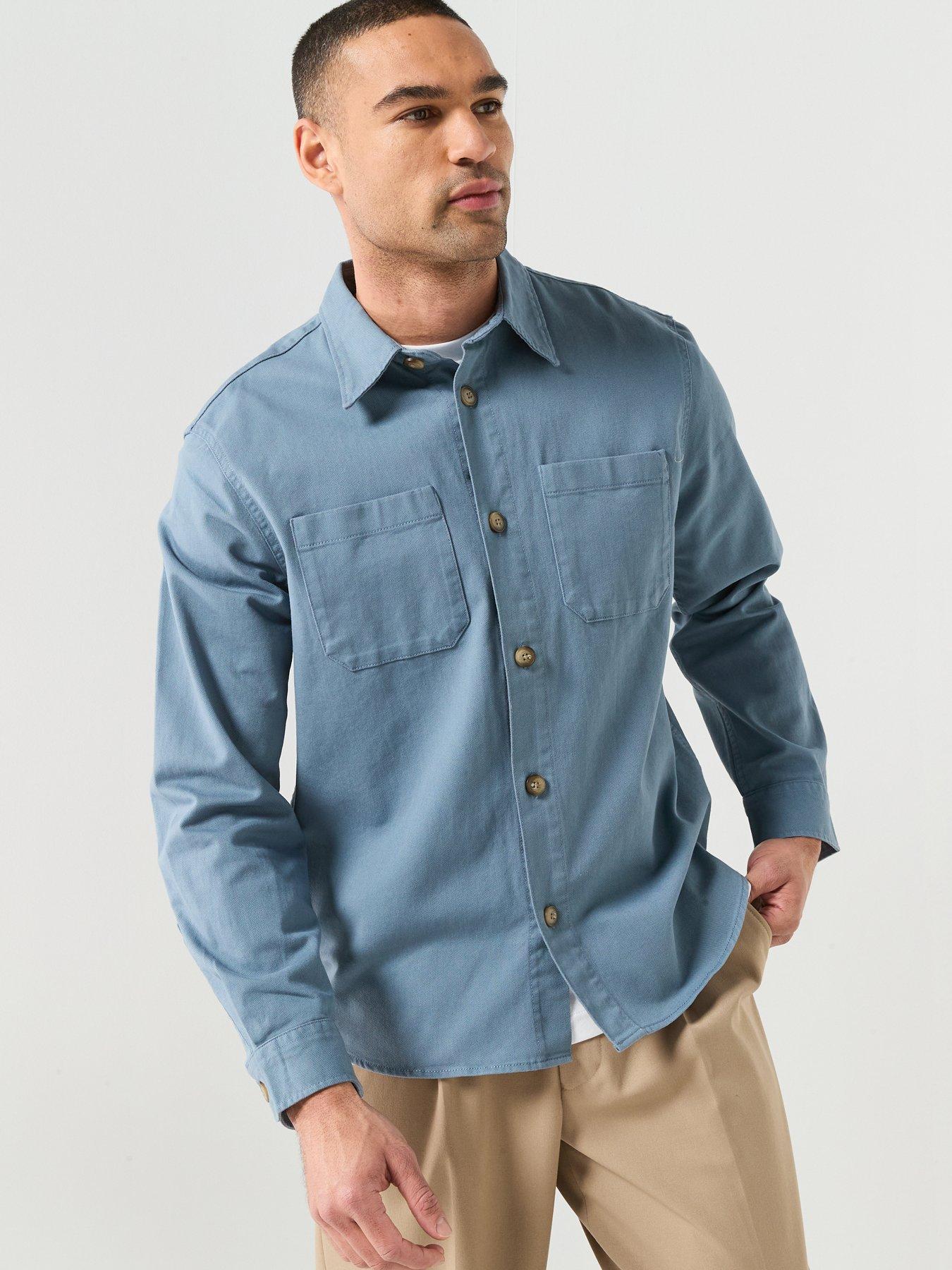 Image 6 of 6 of Selected Travis Twill Overshirt - Blue