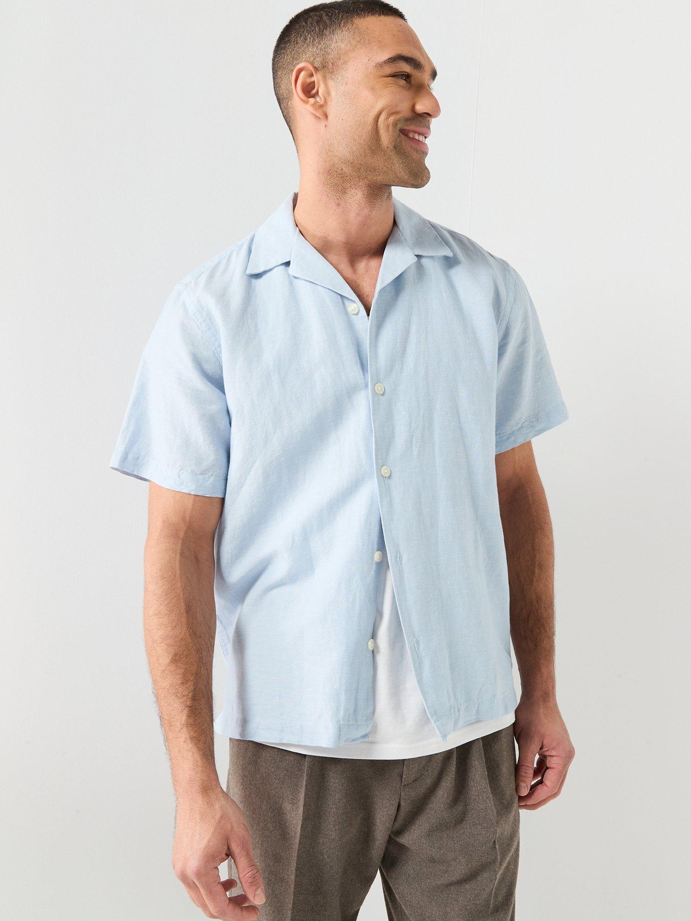 selected-clay-short-sleeve-linen-blend-stripe-shirt