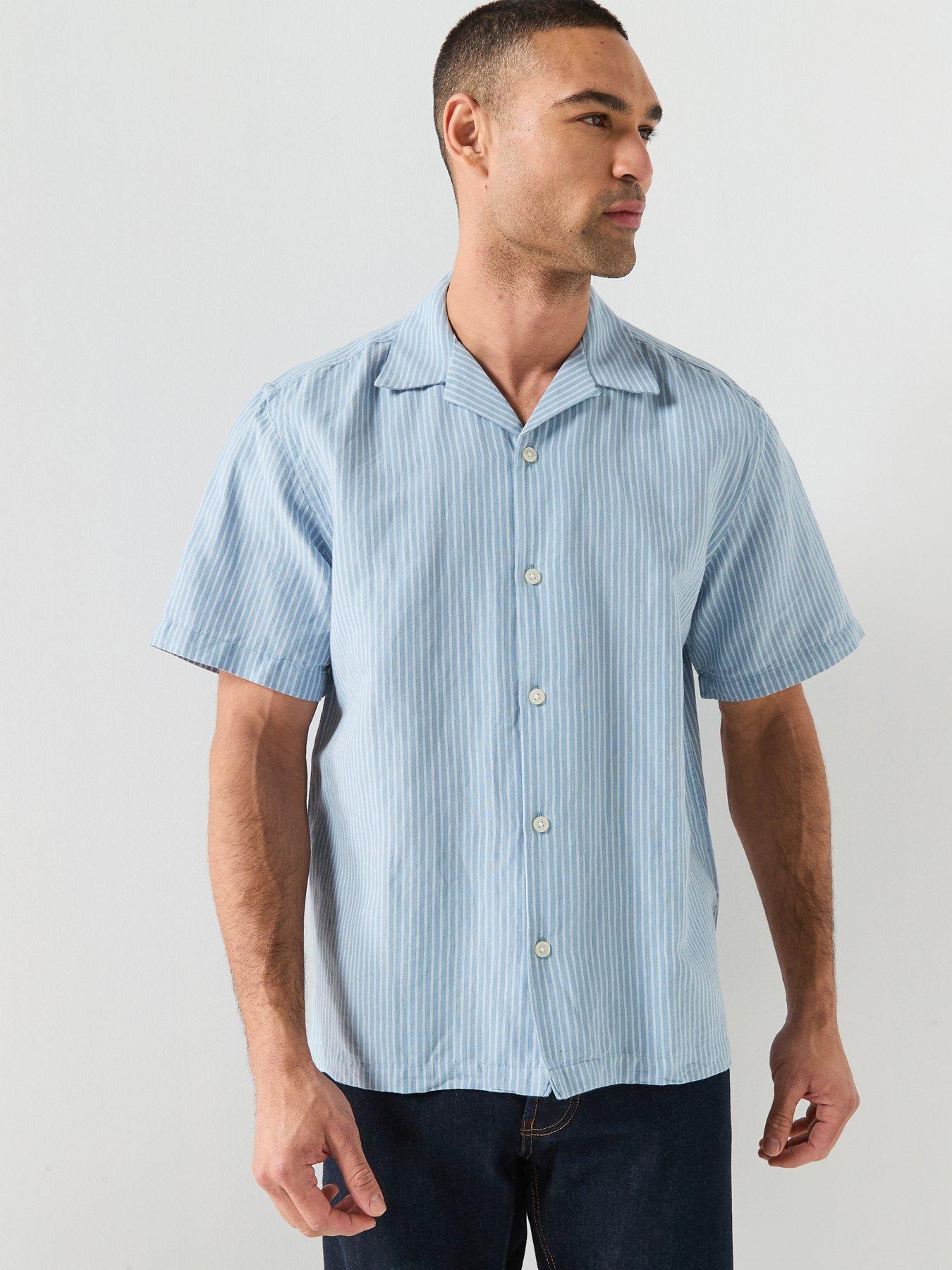 Selected Clay Short Sleeve Linen Blend Shirt - Blue