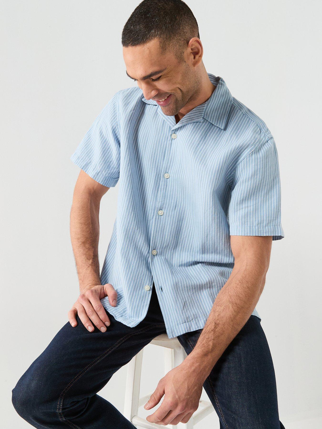  image of selected-clay-short-sleeve-linen-blend-shirt
