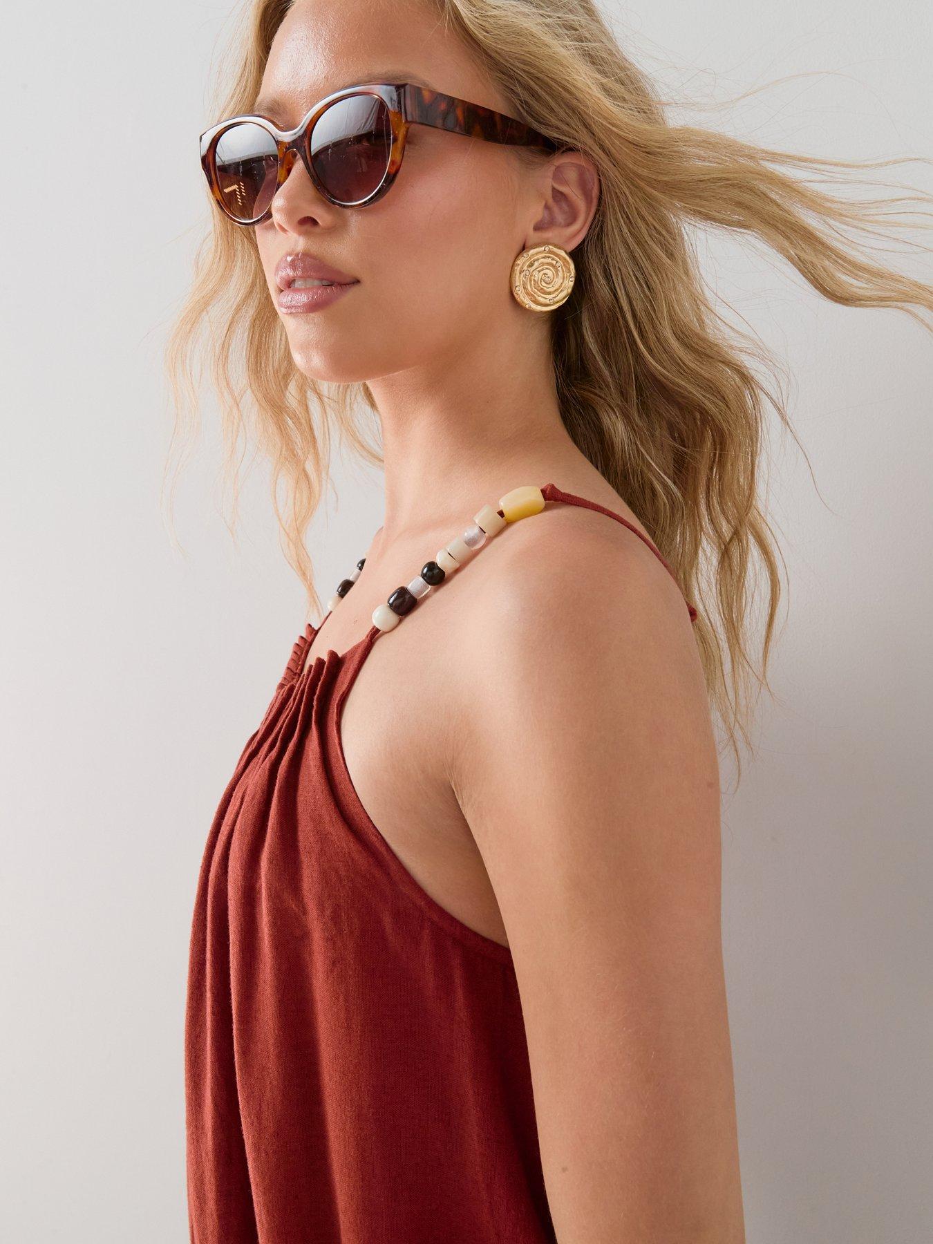 Image 5 of 7 of The Very Collection Bead Strap Detail Maxi Dress - Dark Red