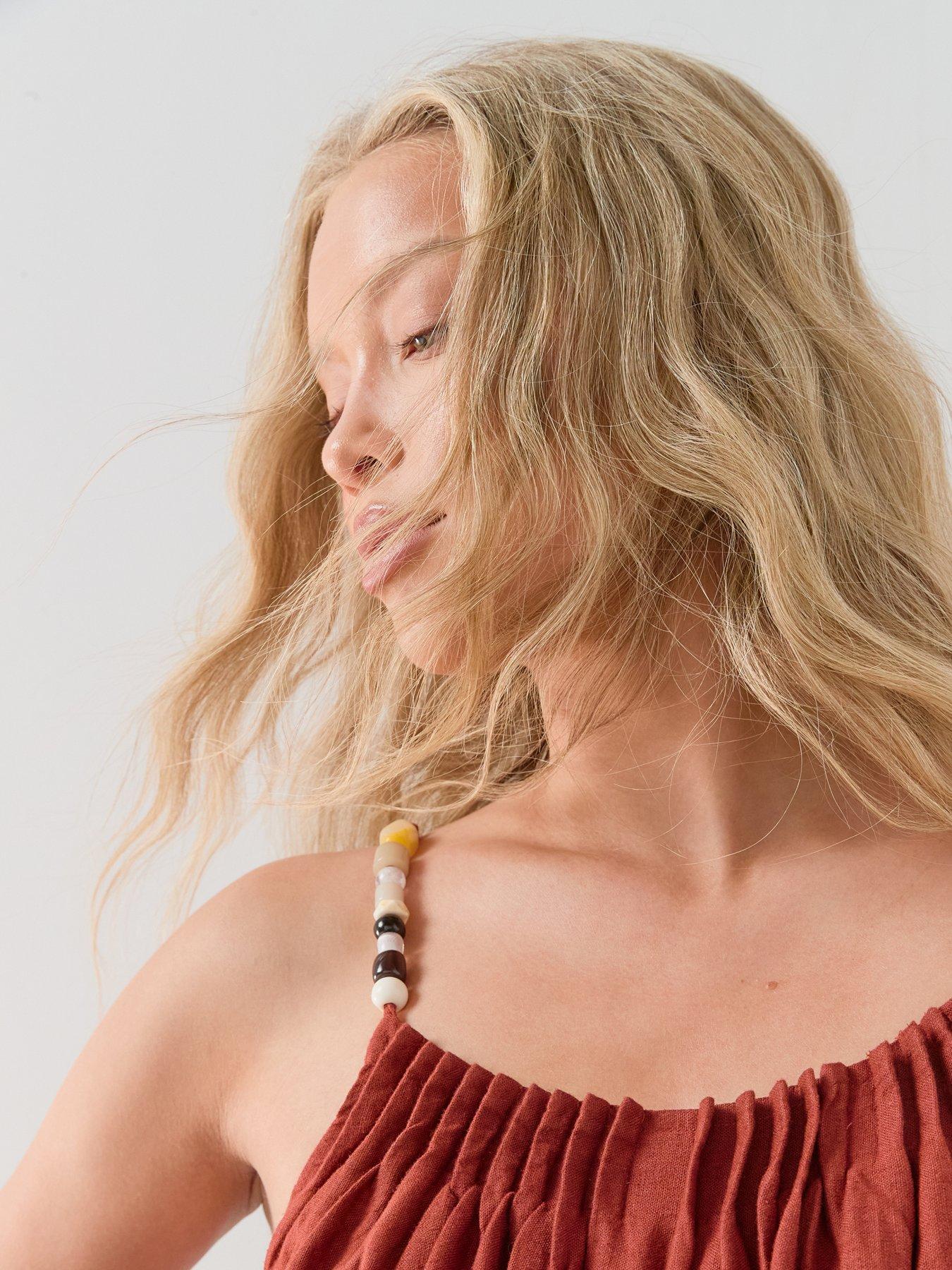 Image 6 of 7 of The Very Collection Bead Strap Detail Maxi Dress - Dark Red