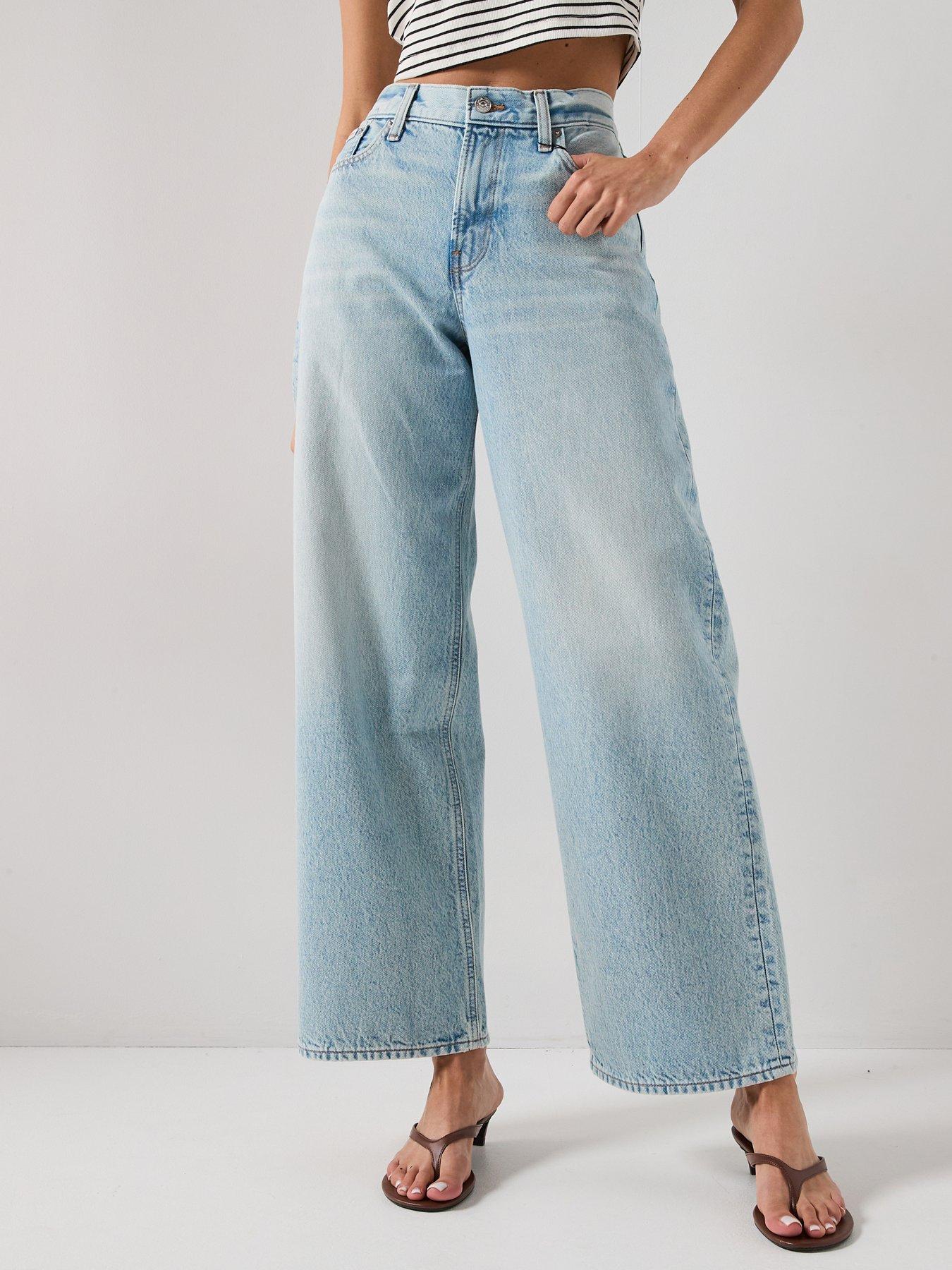 Image 1 of 5 of Calvin Klein Jeans Low Rise Baggy Indigo Stone - White