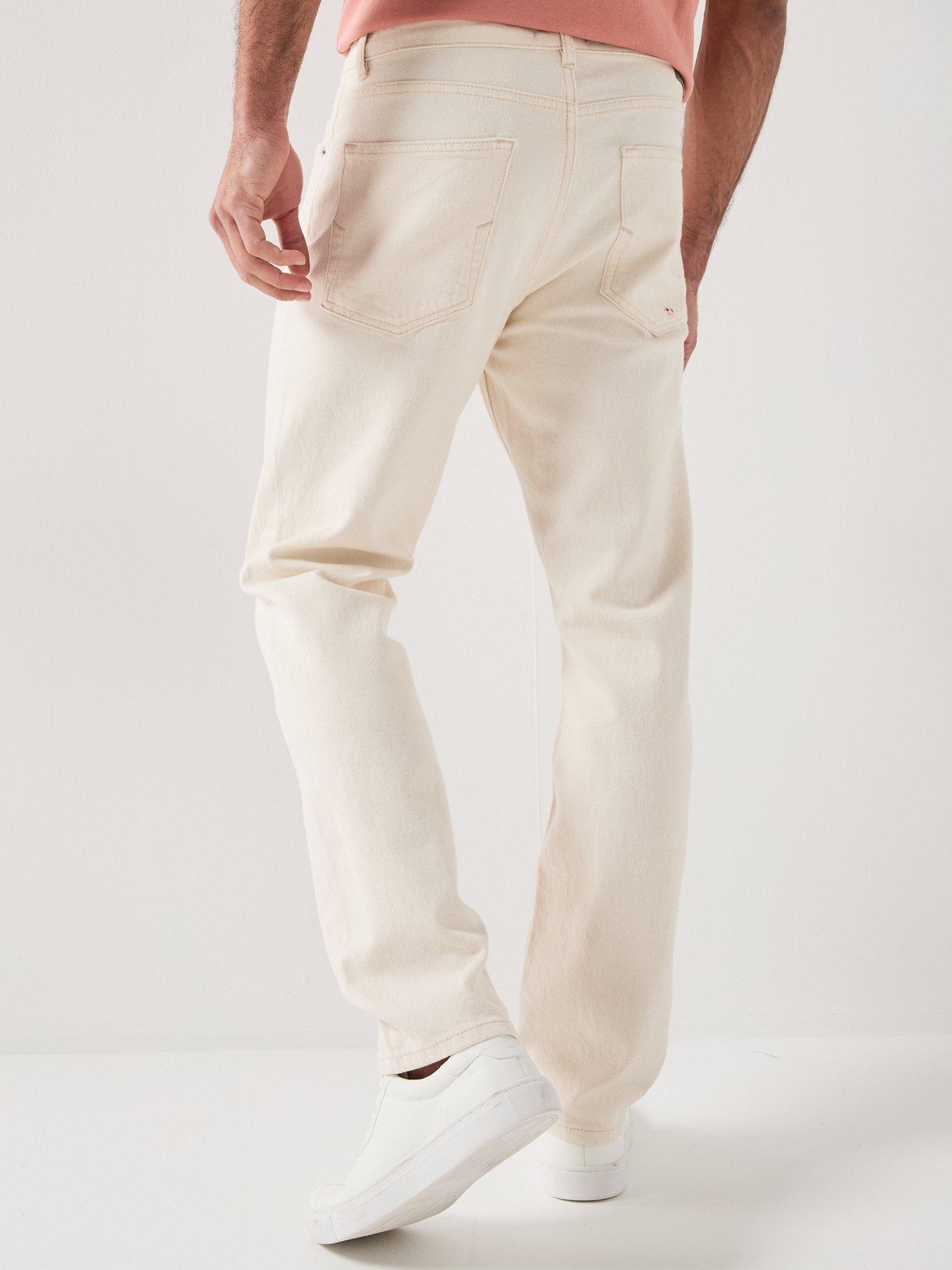  image of selected-ben-straight-fit-611-jeans-cream