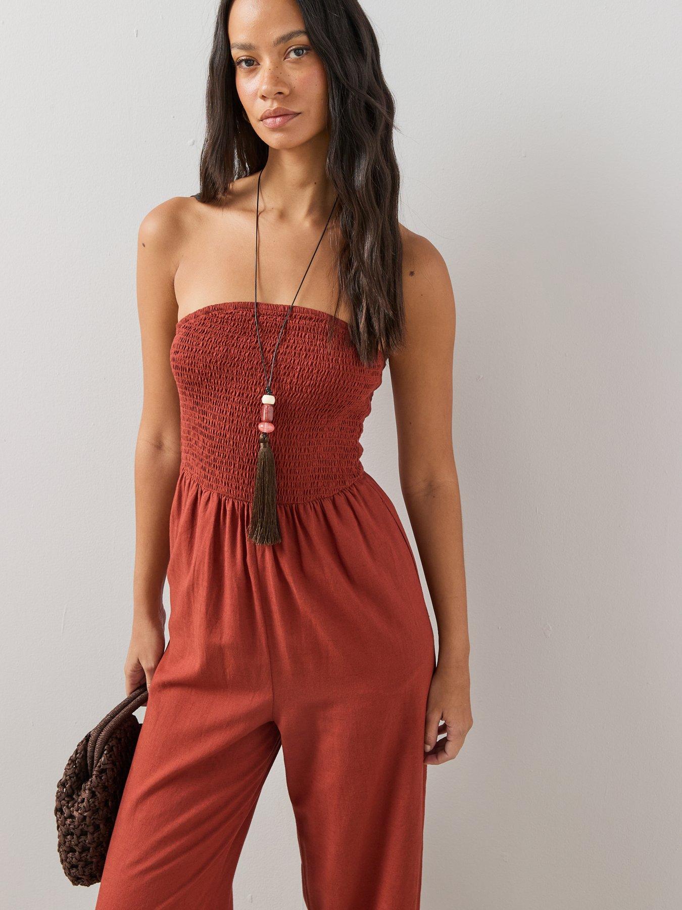 Image 4 of 6 of The Very Collection Shirred Detail Bandeau Jumpsuit