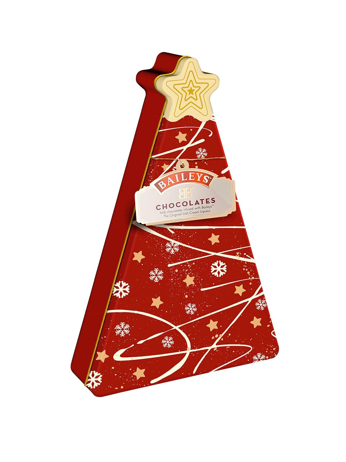 Image 1 of 1 of Baileys milk chocolate twist wrapped truffles in Christmas tree tin