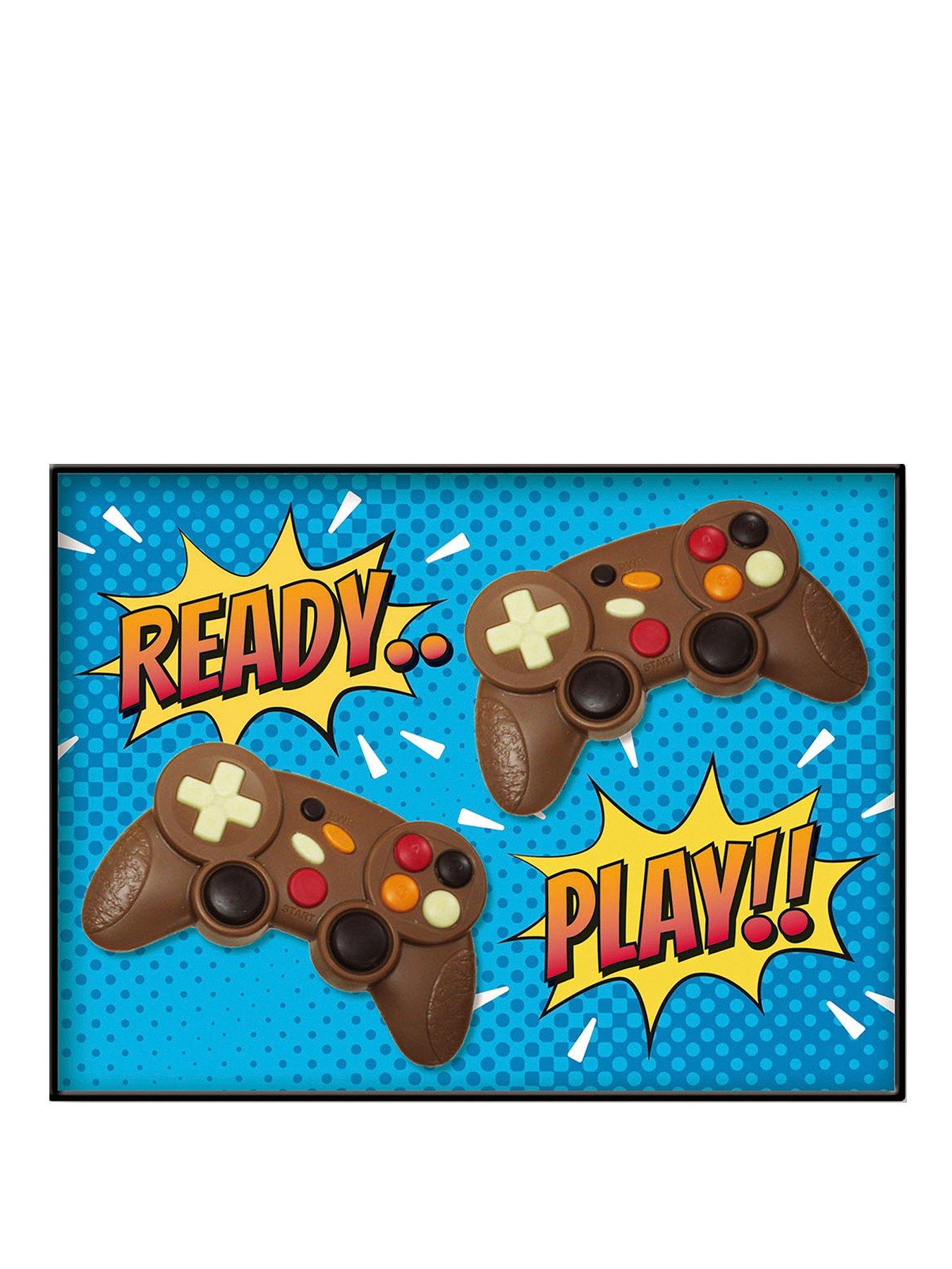 Decorated milk chocolate twin game controllers in gift box