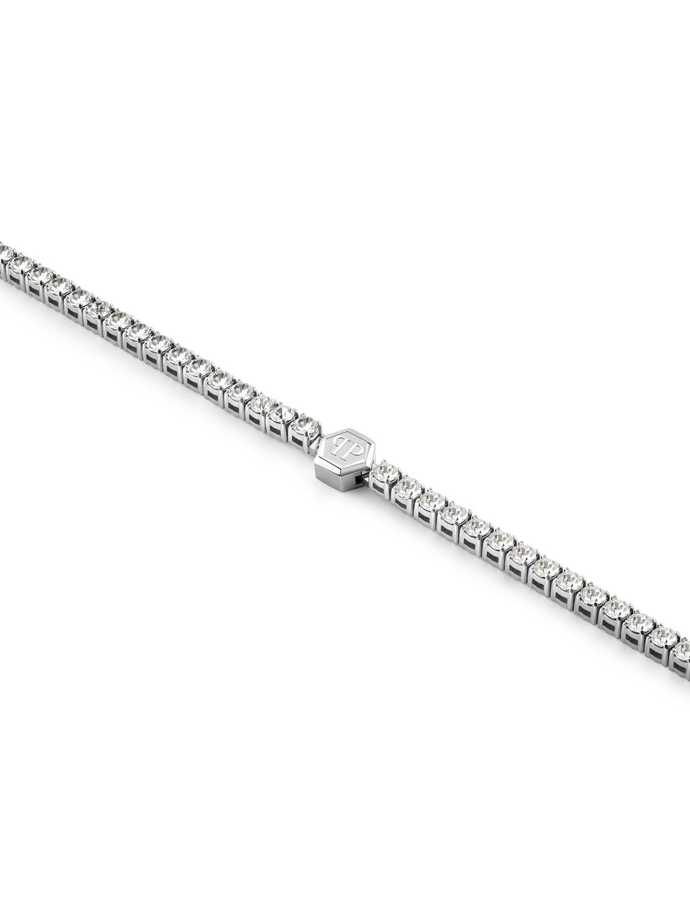 image of philipp-plein-plein-tennis-stainless-steel-white-crystals-3d-hexagon-bracelet