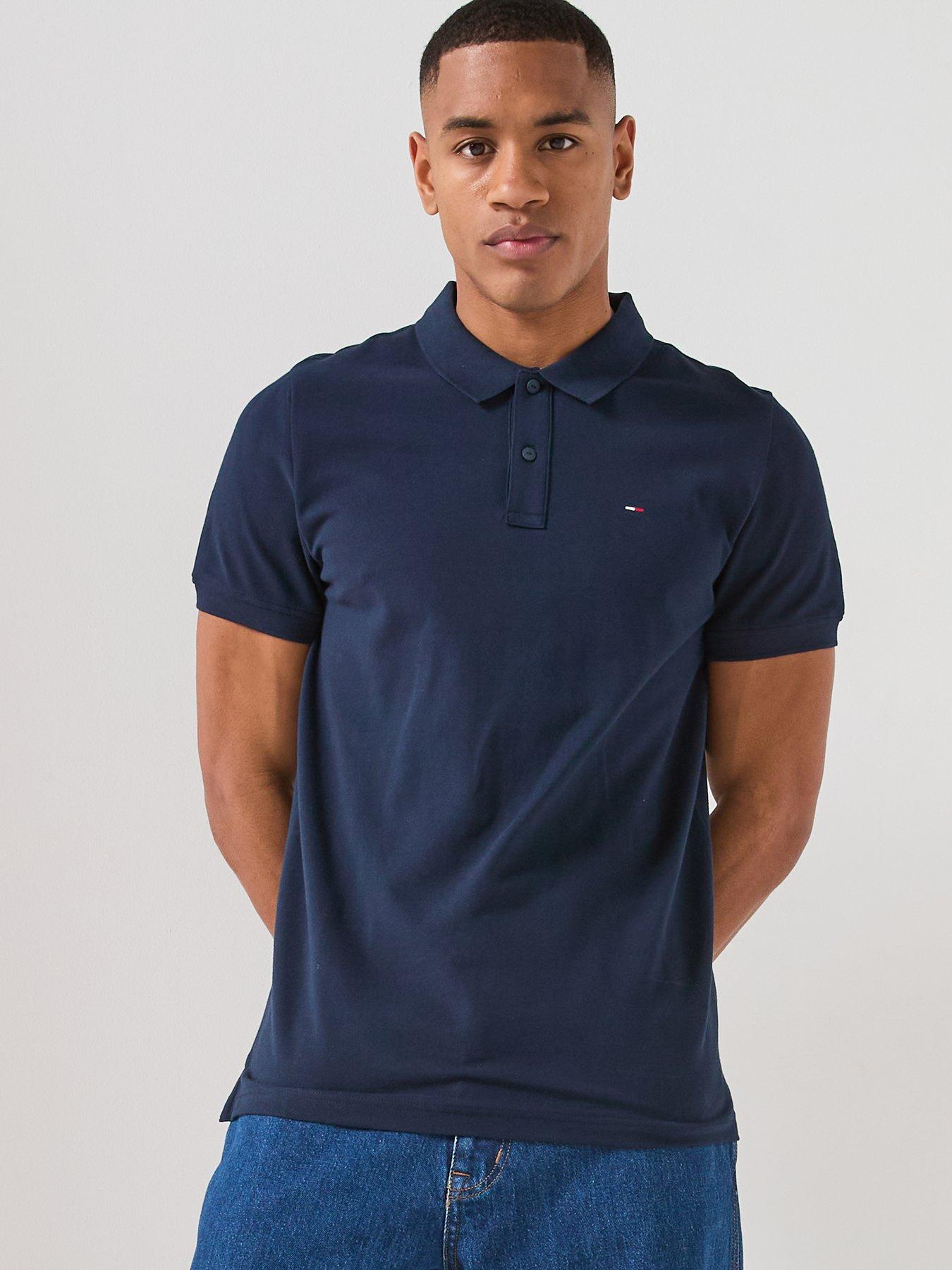 Image 1 of 4 of Tommy Jeans Slim Placket Polo Shirt - Navy