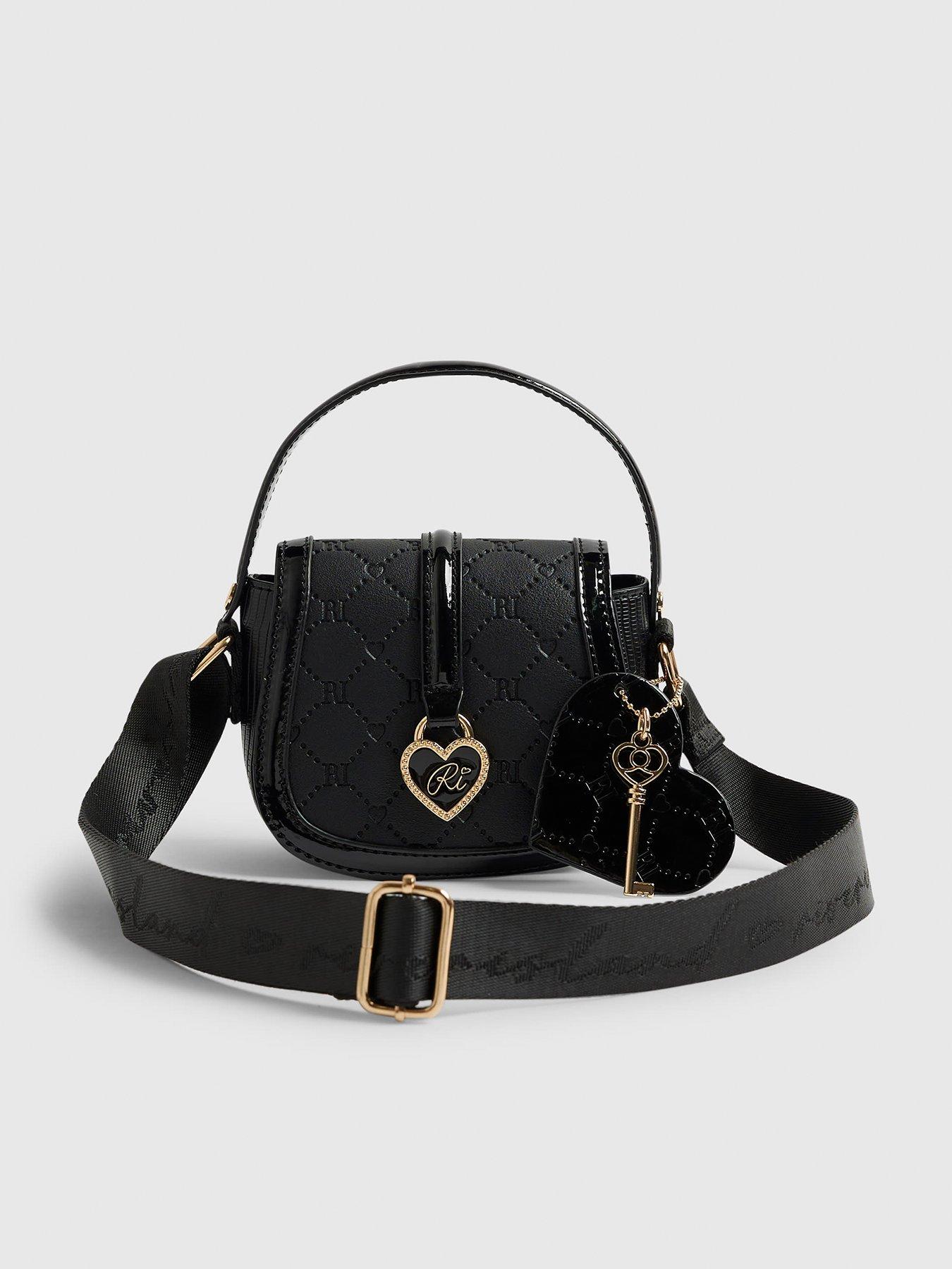 River Island Older Girls Heart Monogram Cross Body Bag - Black
