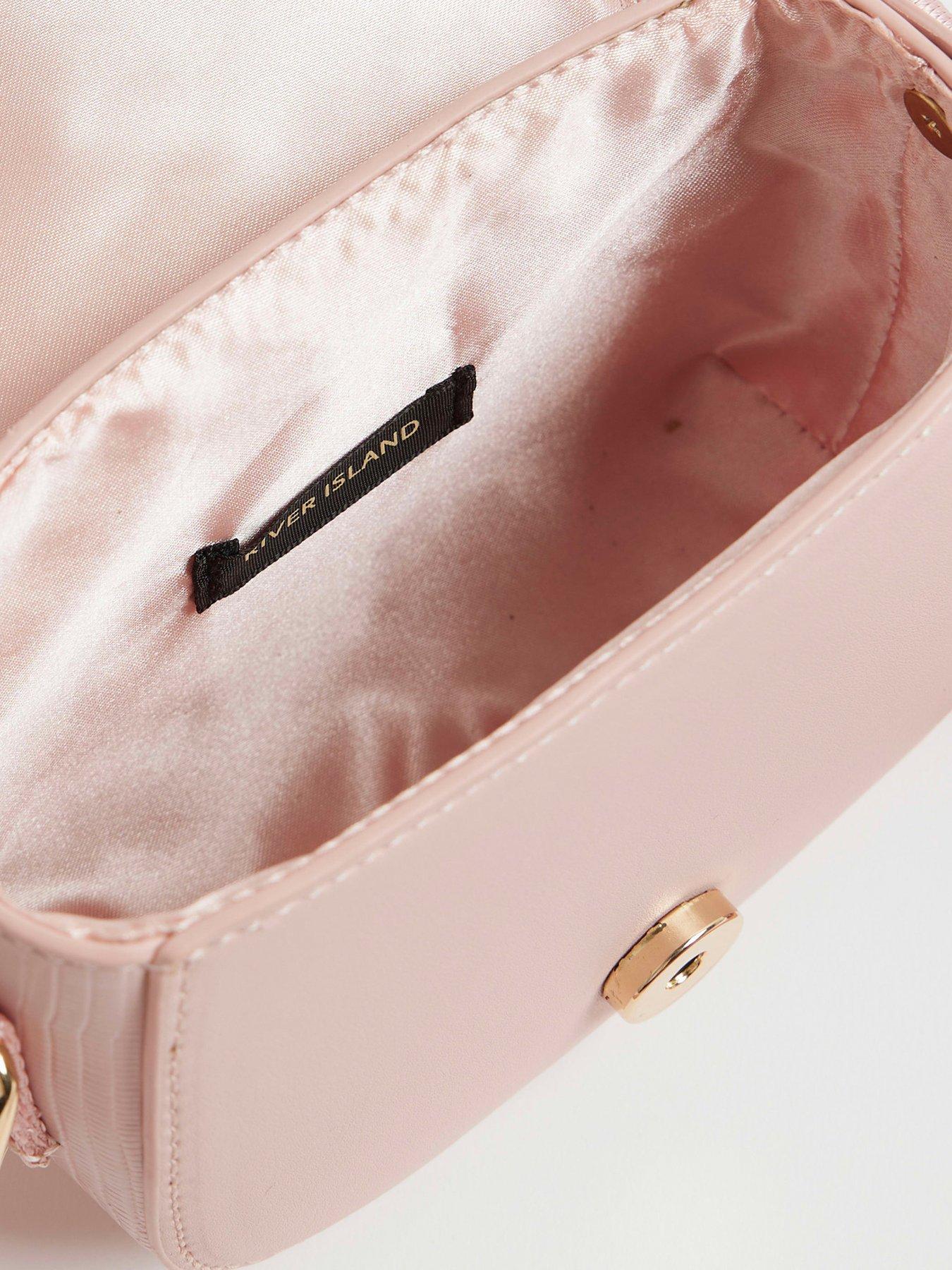 Image 5 of 5 of River Island Older Girls Heart Monogram Cross Body Bag - Pink