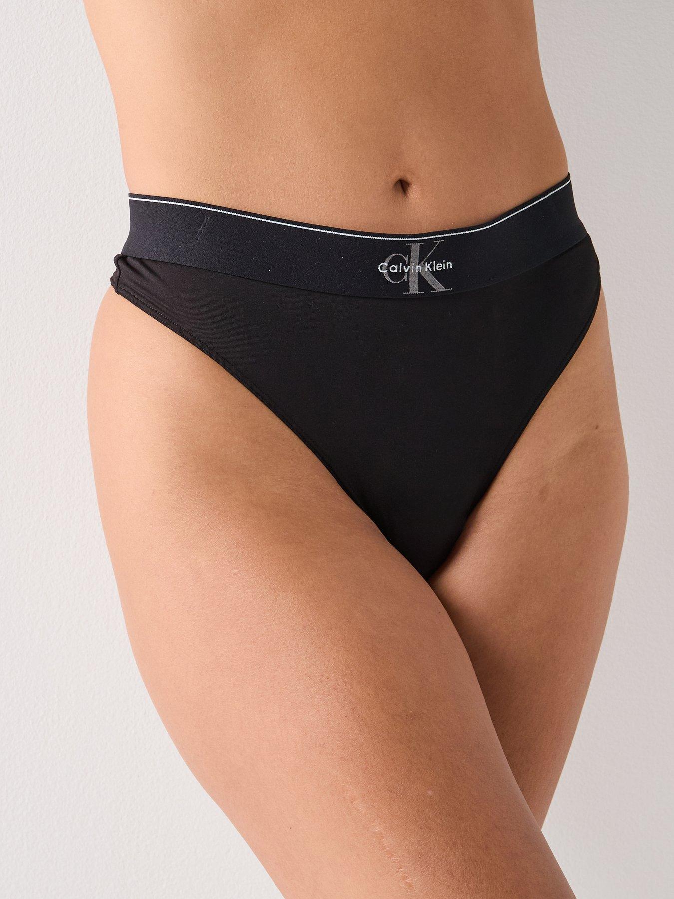 front image of calvin-klein-thong-black