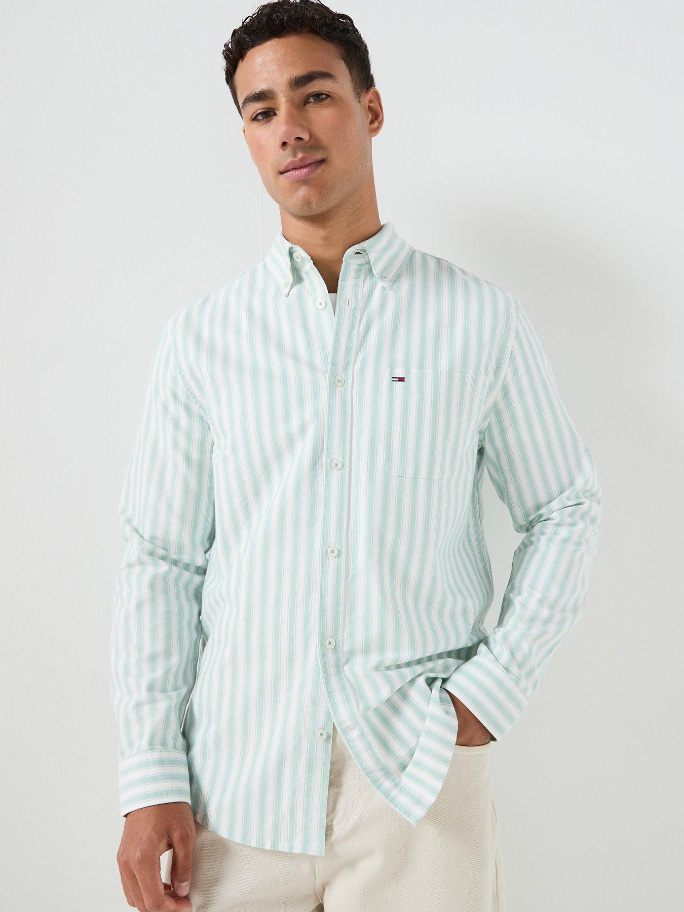 Tommy Jeans Regular Fit Bahama Stripe Oxford Shirt - Green