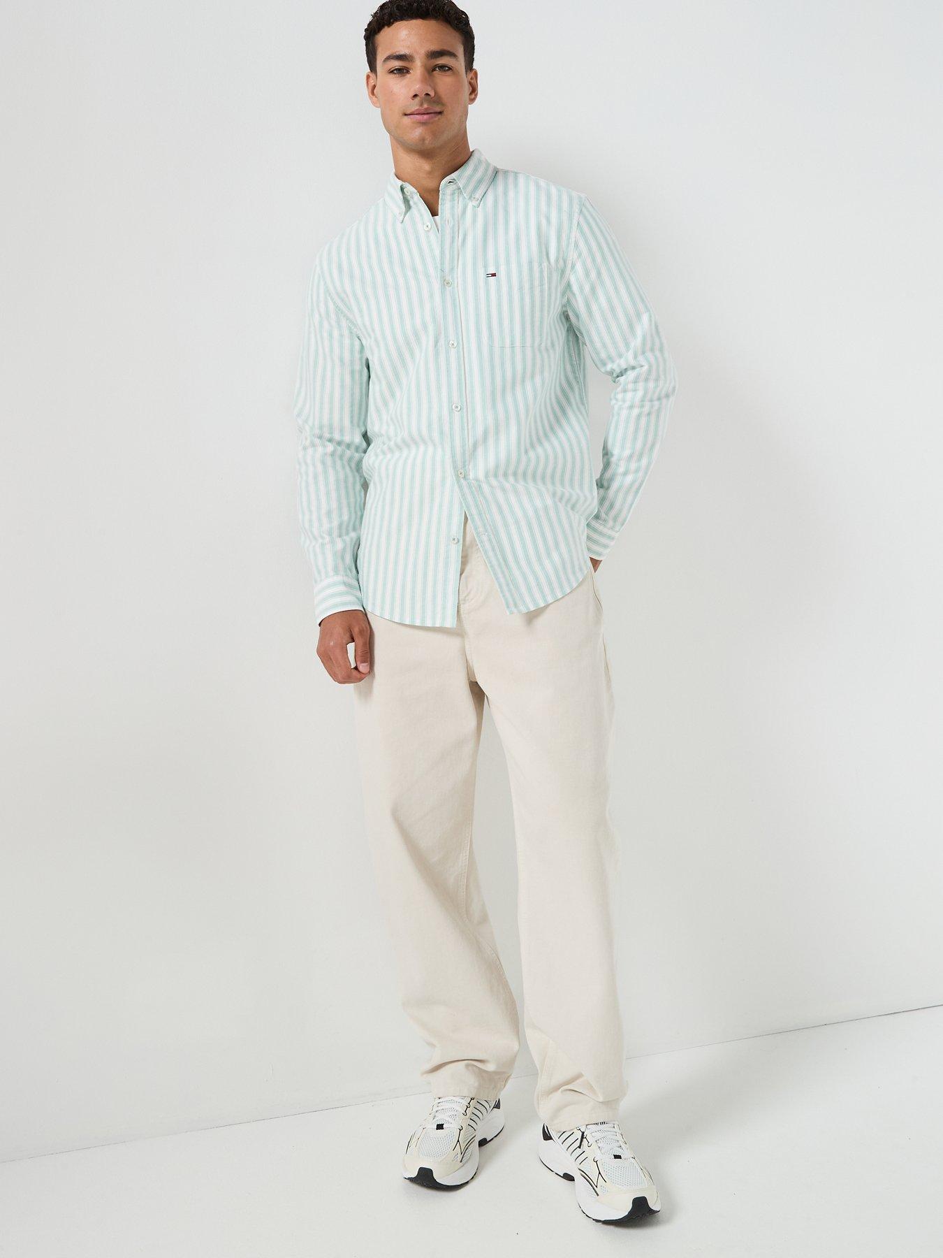 Image 3 of 6 of Tommy Jeans Regular Fit Bahama Stripe Oxford Shirt - Green