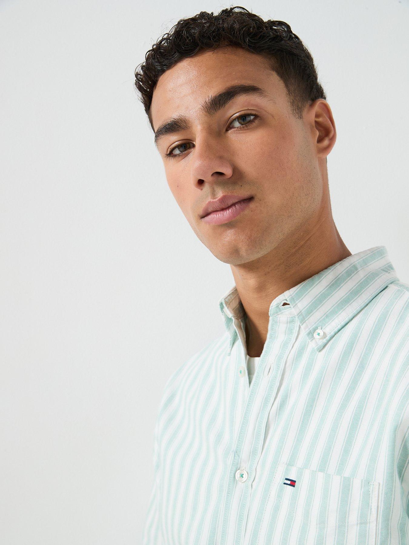 Image 5 of 6 of Tommy Jeans Regular Fit Bahama Stripe Oxford Shirt - Green
