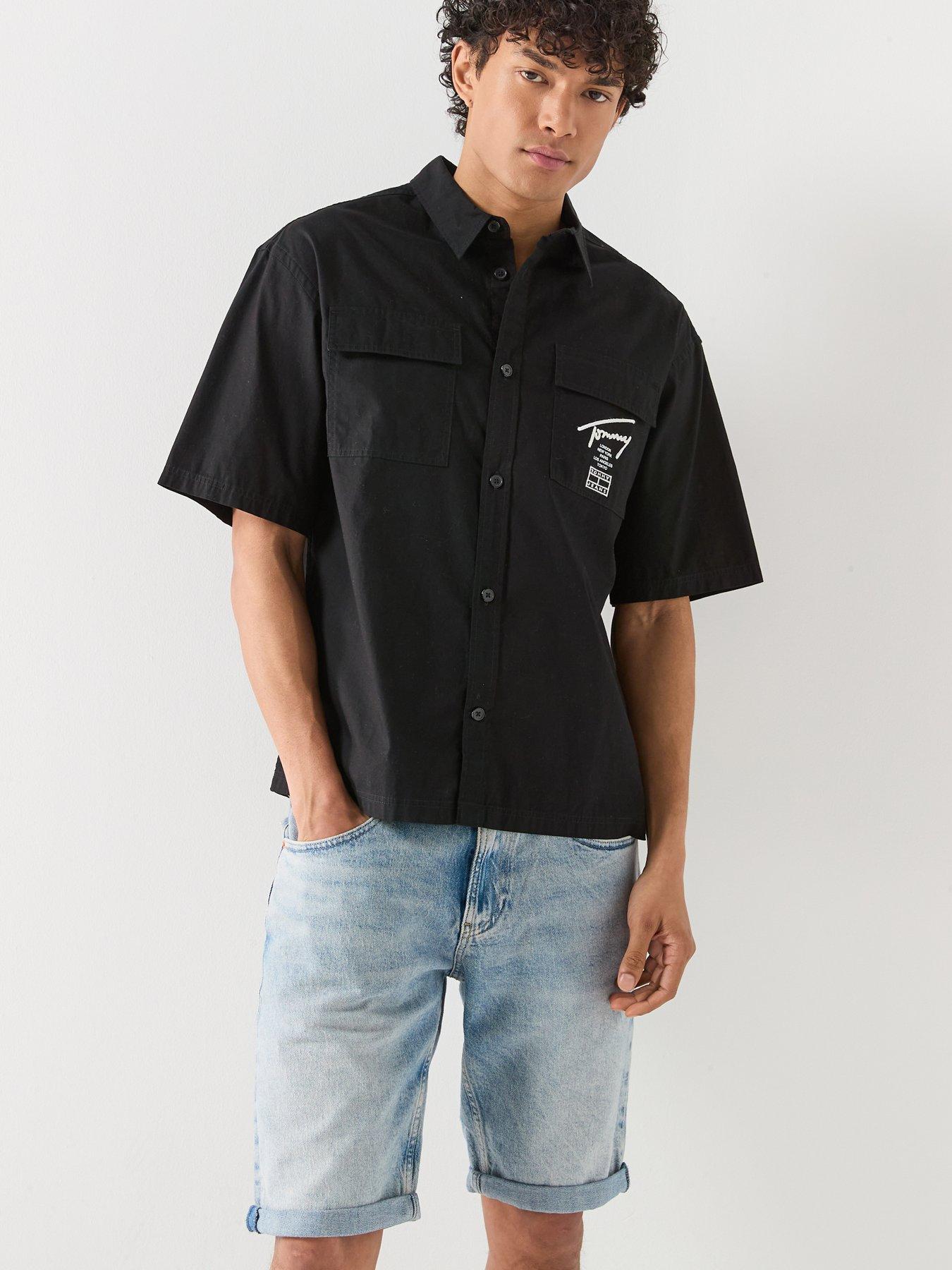 Image 1 of 6 of Tommy Jeans Boxy Skater Shirt - Black