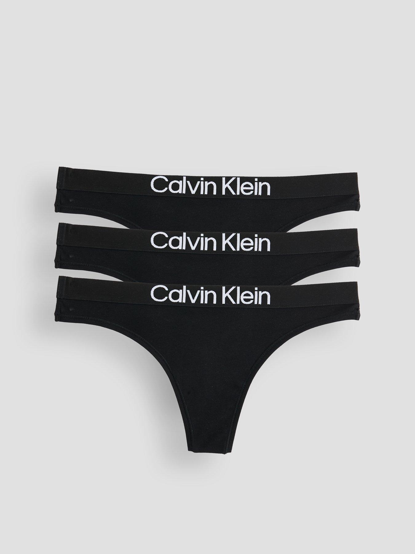 Image 1 of 6 of Calvin Klein Thong 3Pk - Black