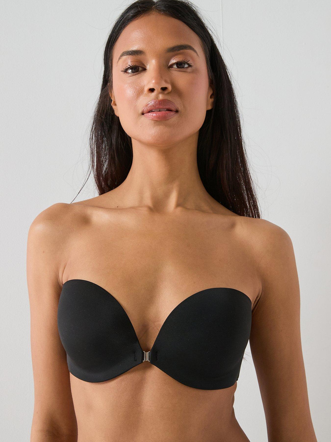  image of calvin-klein-front-clasp-pu-strapless-black