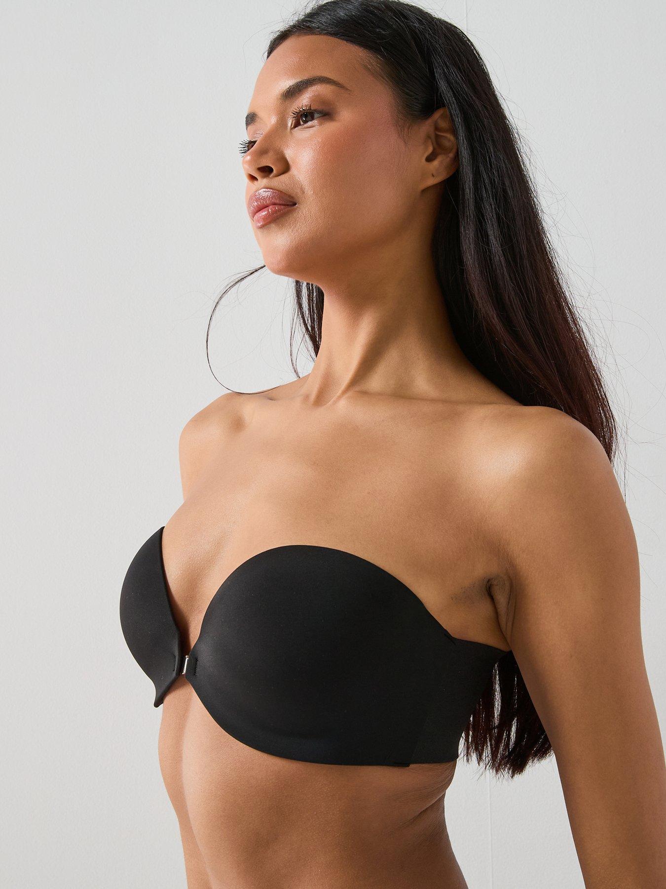  image of calvin-klein-front-clasp-pu-strapless-black