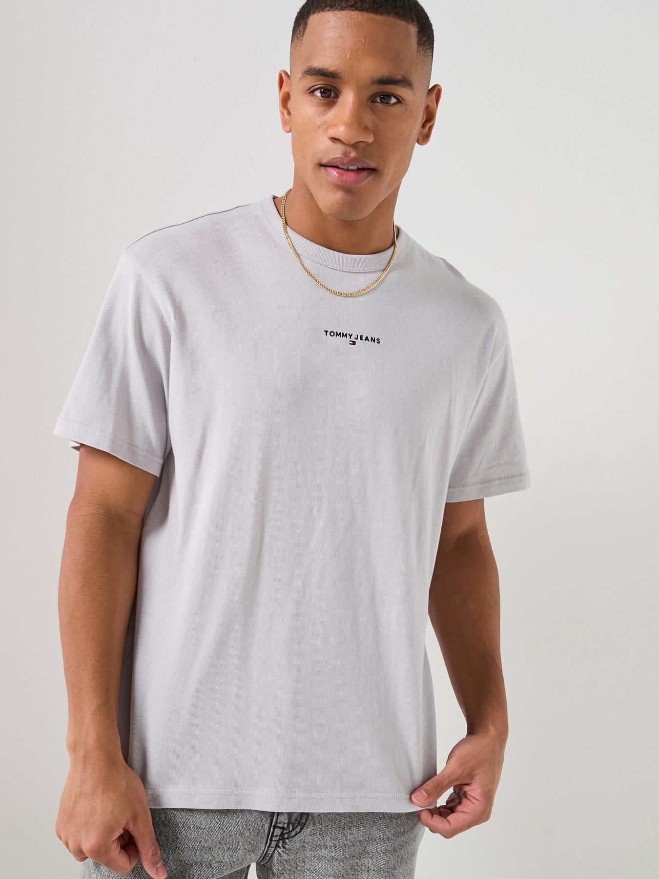 Image 1 of 6 of Tommy Jeans Relaxed Linear Logo T-Shirt - Grey
