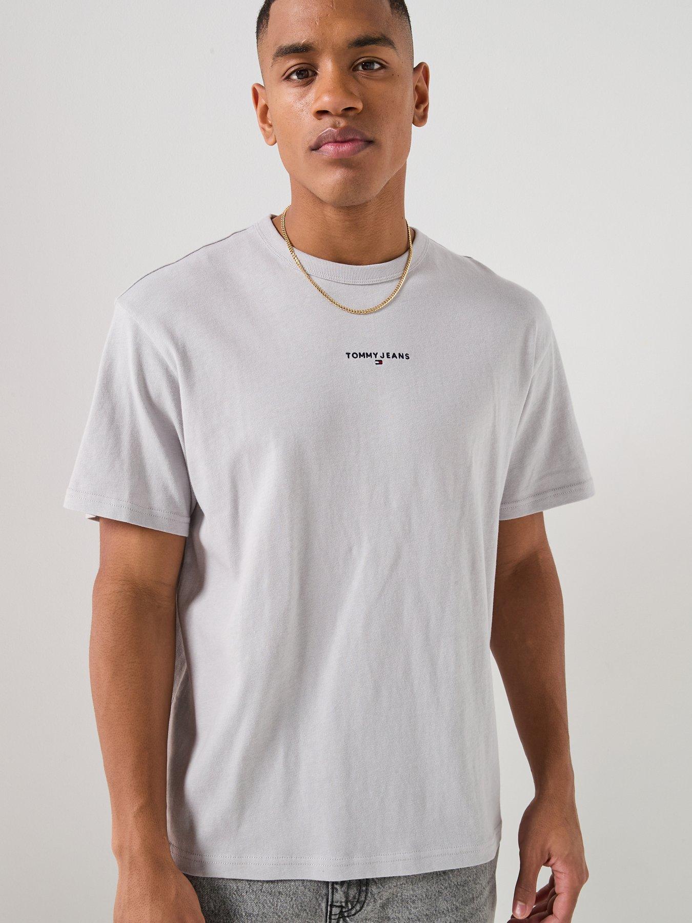Image 5 of 6 of Tommy Jeans Relaxed Linear Logo T-Shirt - Grey