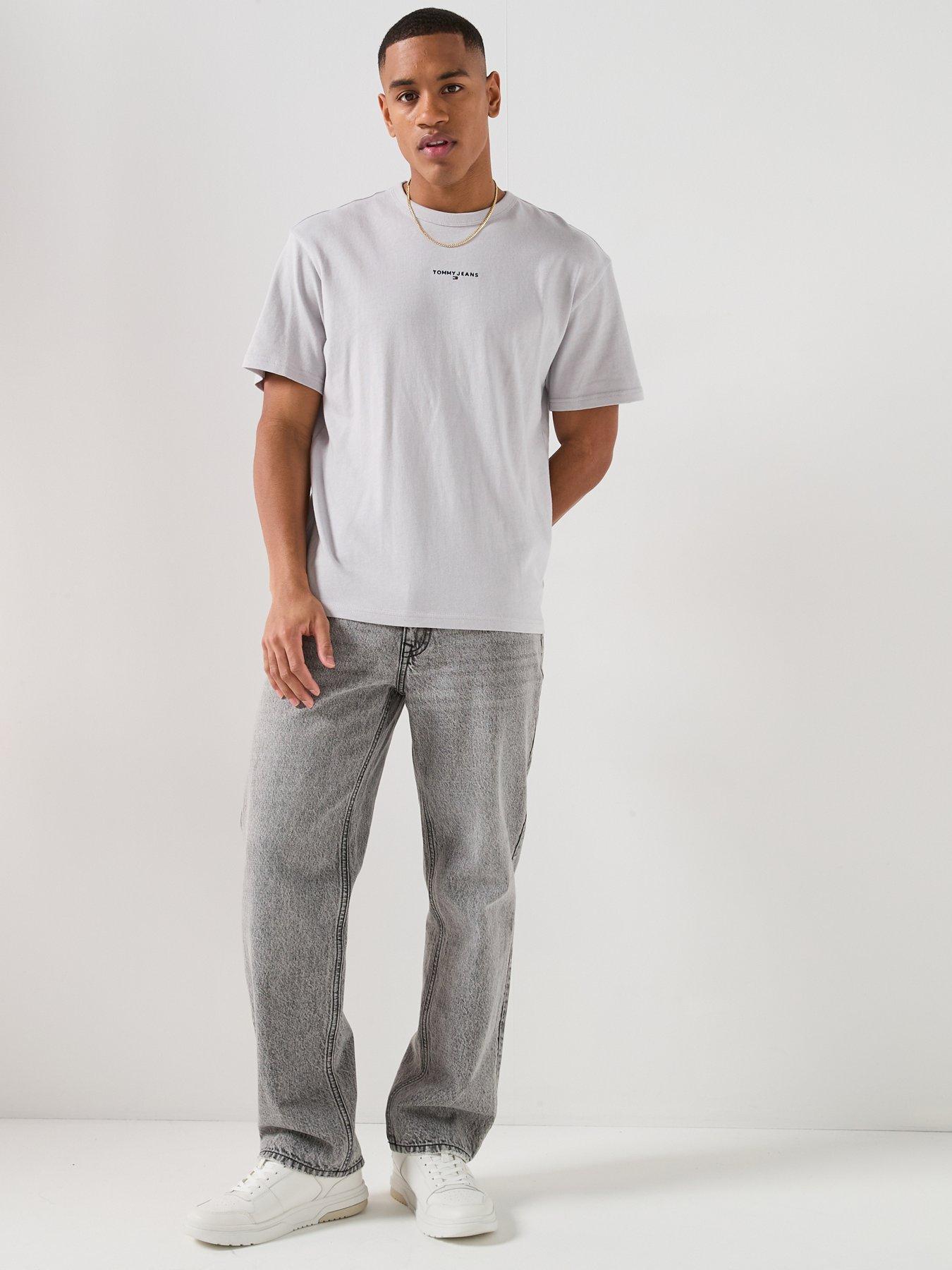 Image 6 of 6 of Tommy Jeans Relaxed Linear Logo T-Shirt - Grey