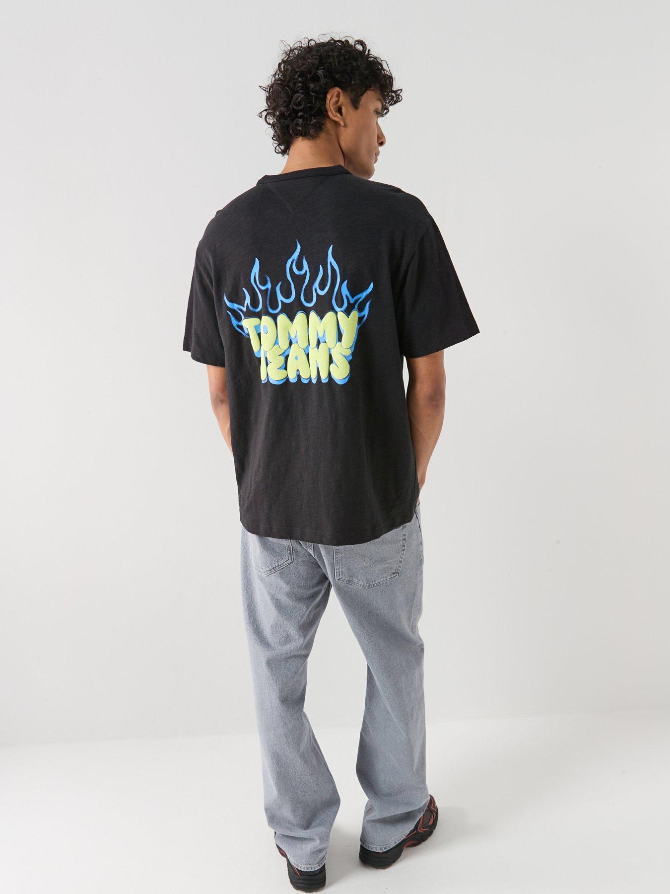 Tommy Jeans Back Graphic Relaxed Bubble Flame T-Shirt - Black