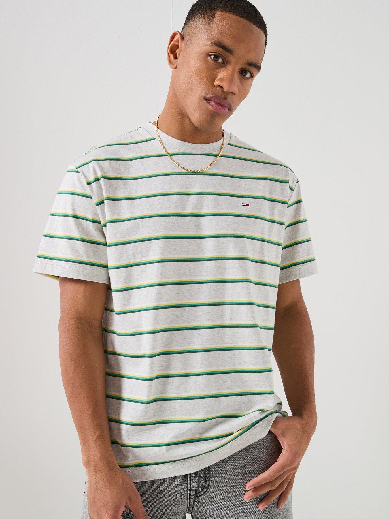 Tommy Jeans Relaxed Stripe T-Shirt - Ice Grey Heather Stripe