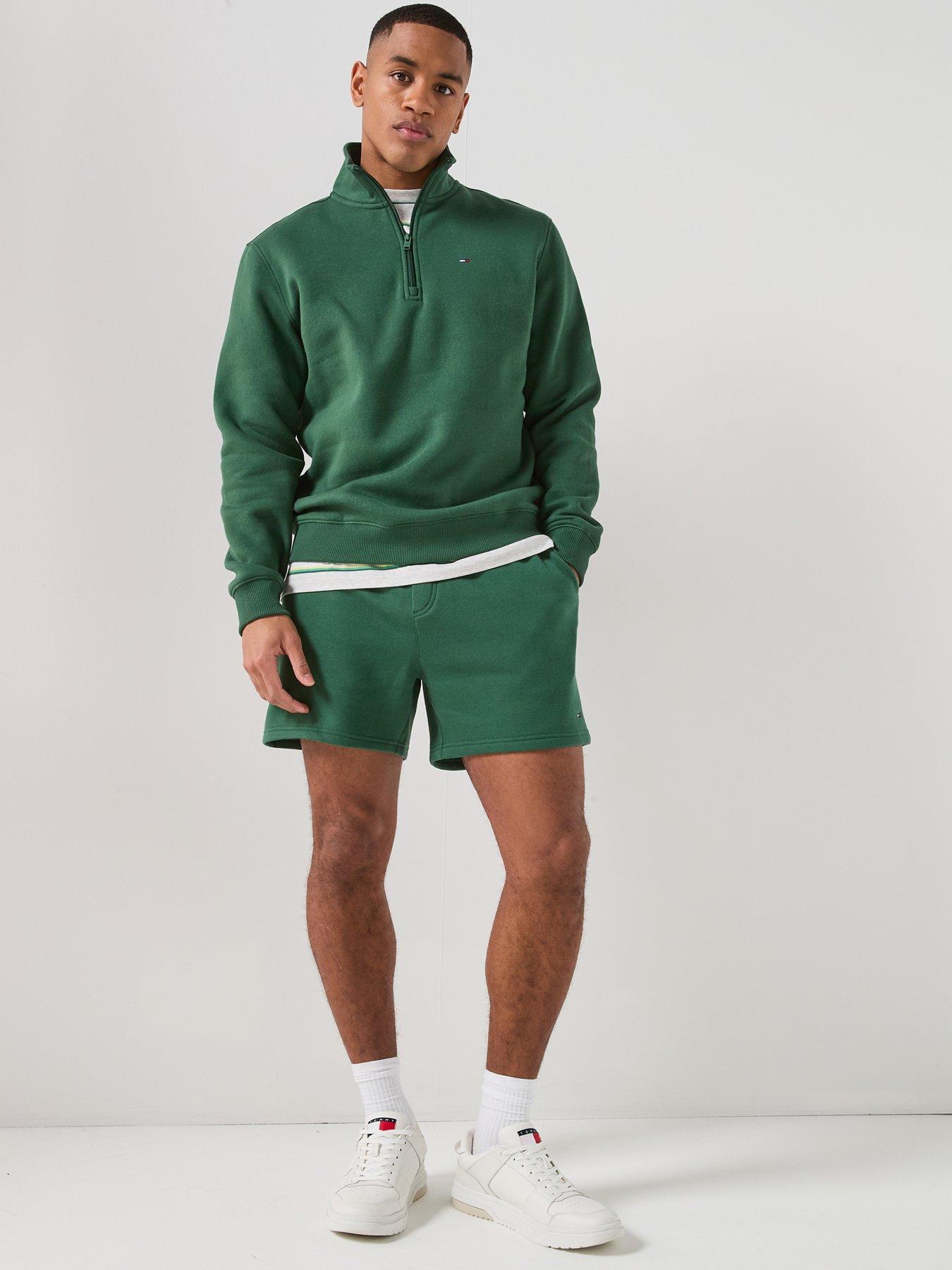 image of tommy-jeans-jeans-essential-flag-sweat-shorts-dark-green
