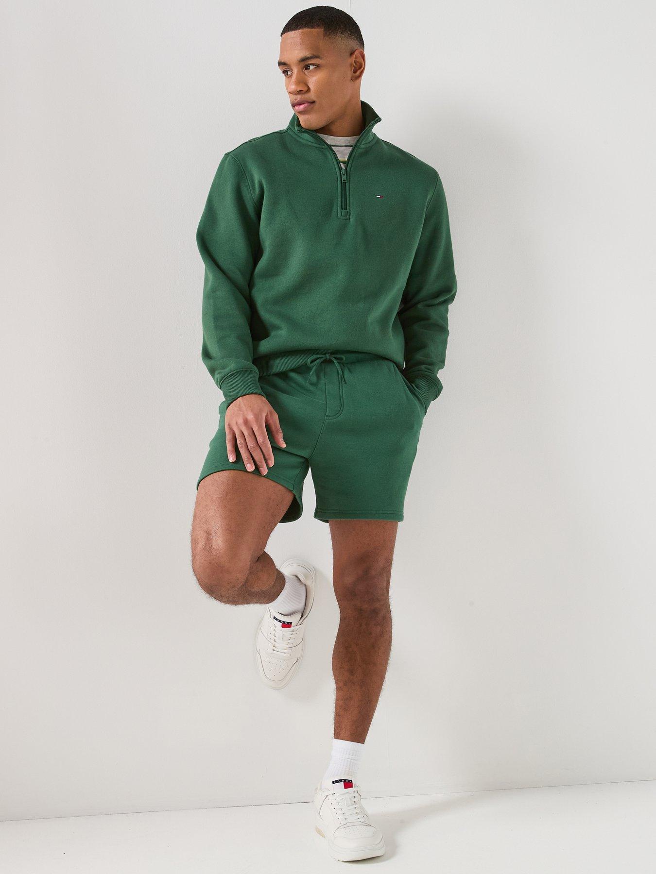  image of tommy-jeans-jeans-essential-flag-sweat-shorts-dark-green