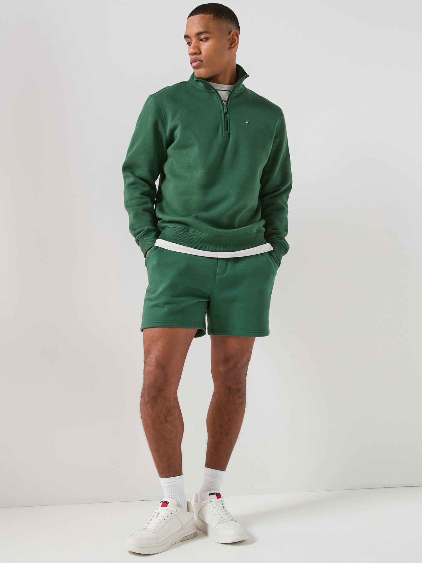  image of tommy-jeans-jeans-essential-flag-sweat-shorts-dark-green