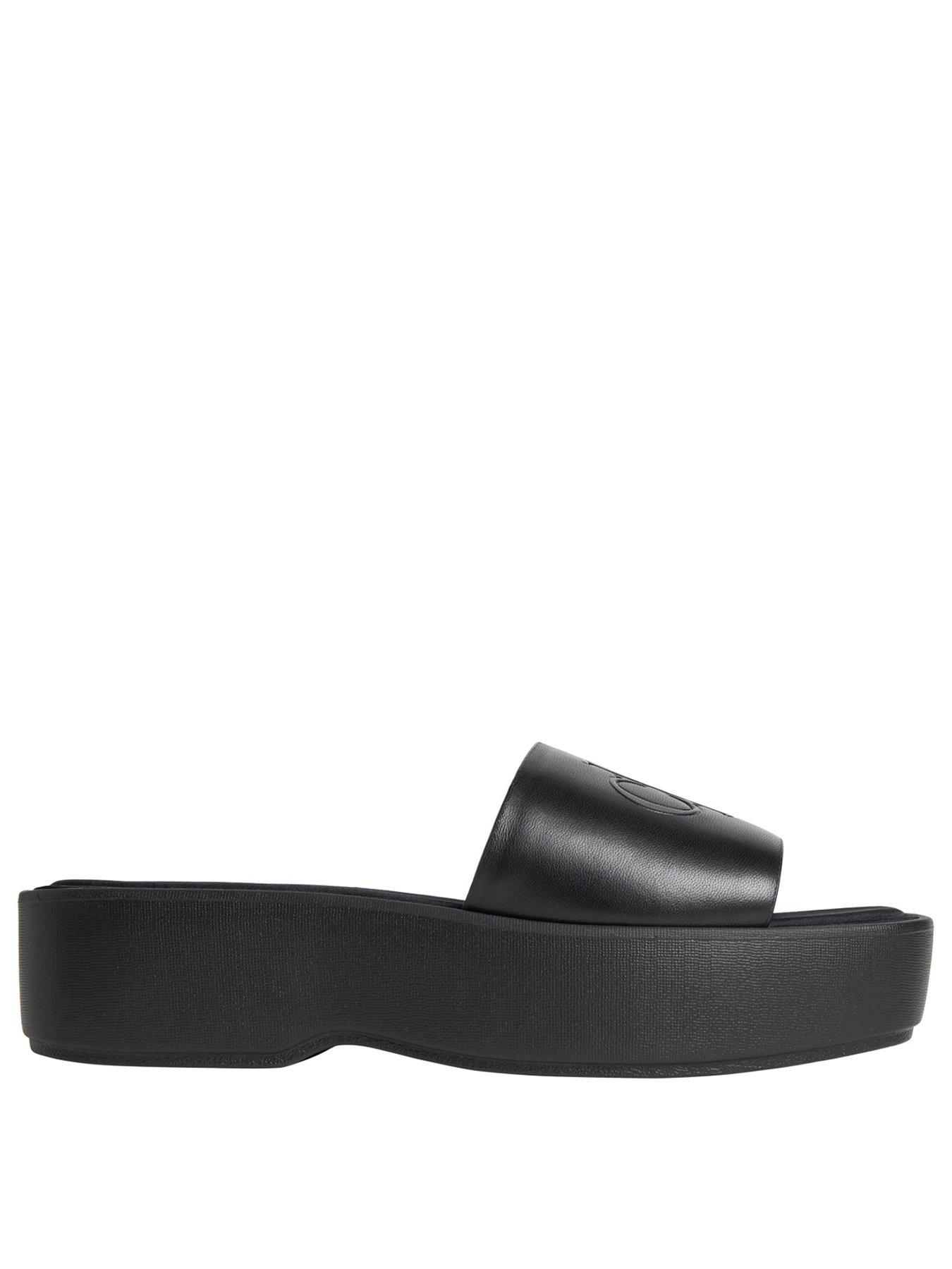 stillFront image of calvin-klein-flat-sandals-with-monogram-black