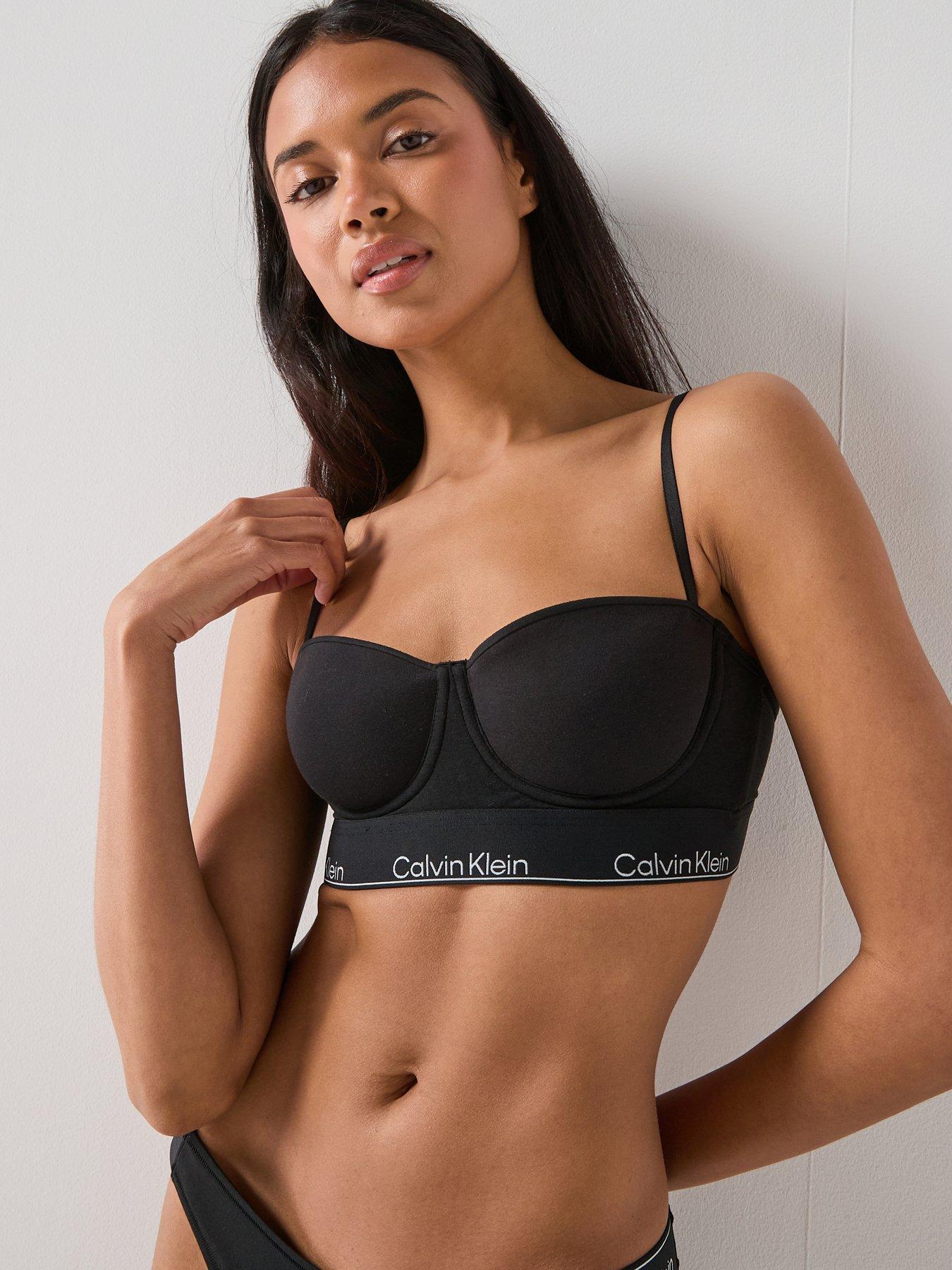 Image 1 of 5 of Calvin Klein Icon Cotton Modal Longline Balconette Bra - Black