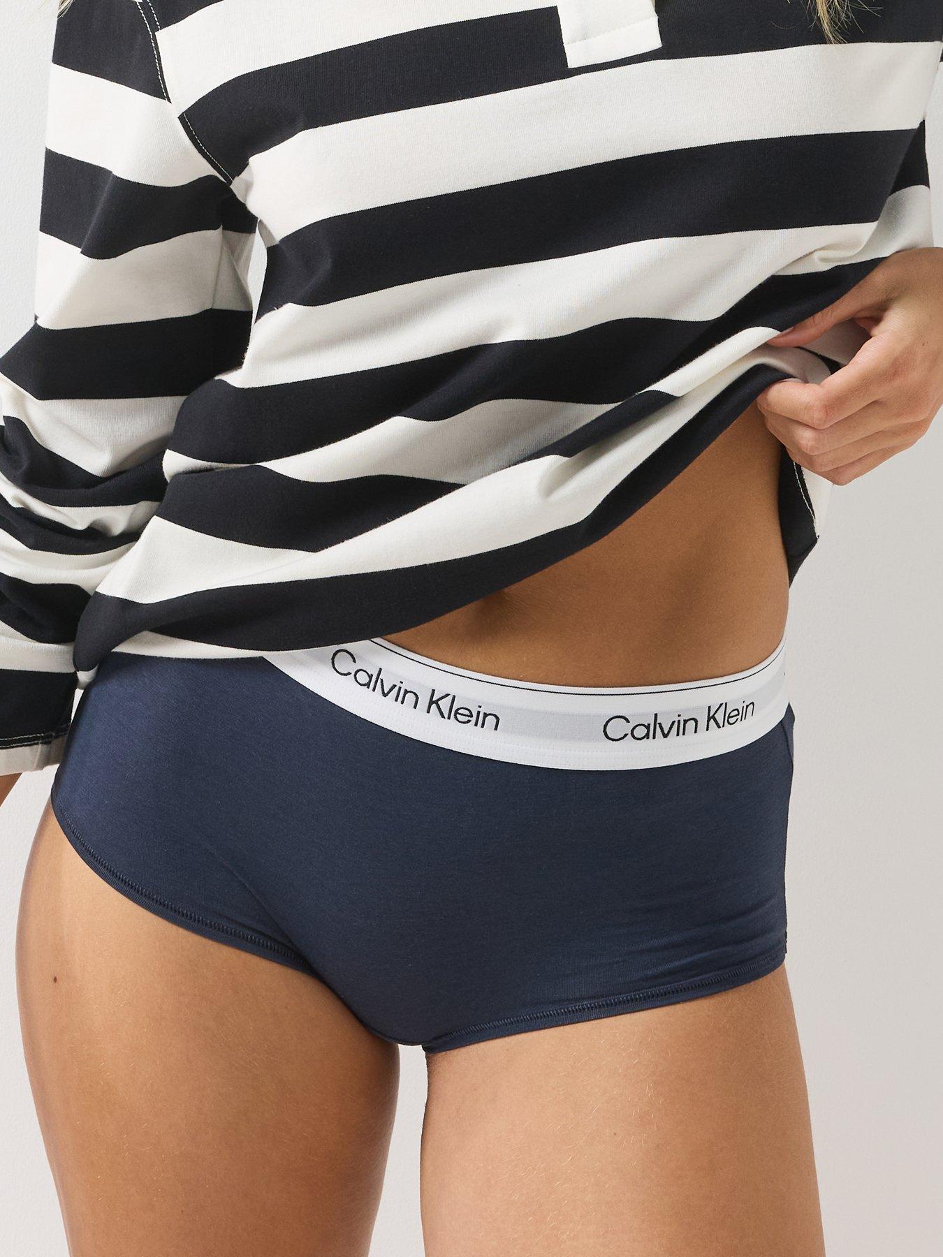 Image 5 of 6 of Calvin Klein Women's Modal Blend Icon Logo Waistband Boyshorts - Black