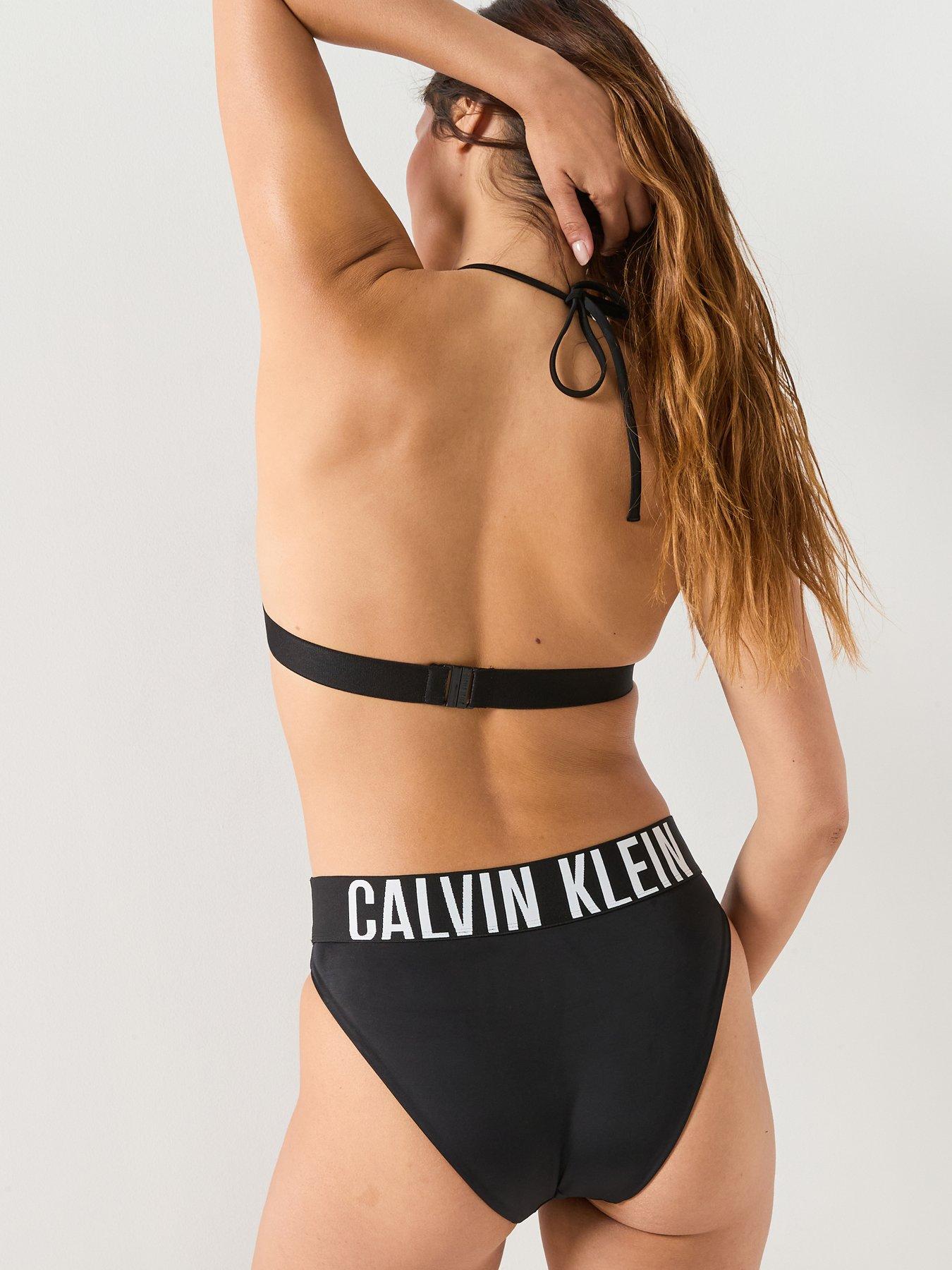 Image 2 of 6 of Calvin Klein Triangle Halter Bikini Top - Black