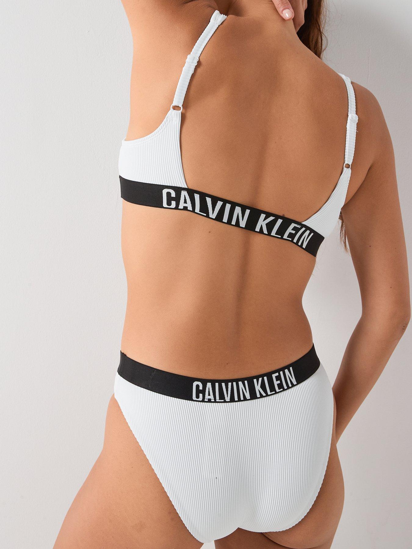 Image 2 of 4 of Calvin Klein Ribbed Bralette Bikini Top - White