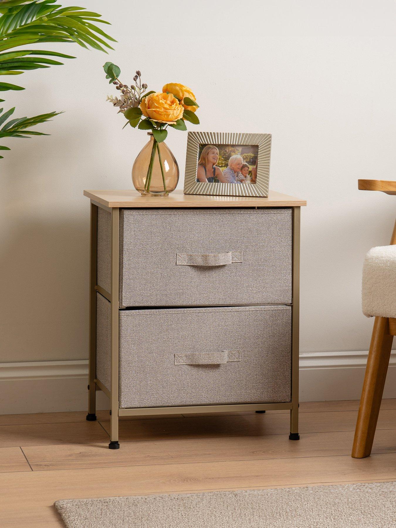 Scottish Everlastings Taylor Bedside Table With Fabrc Drawers