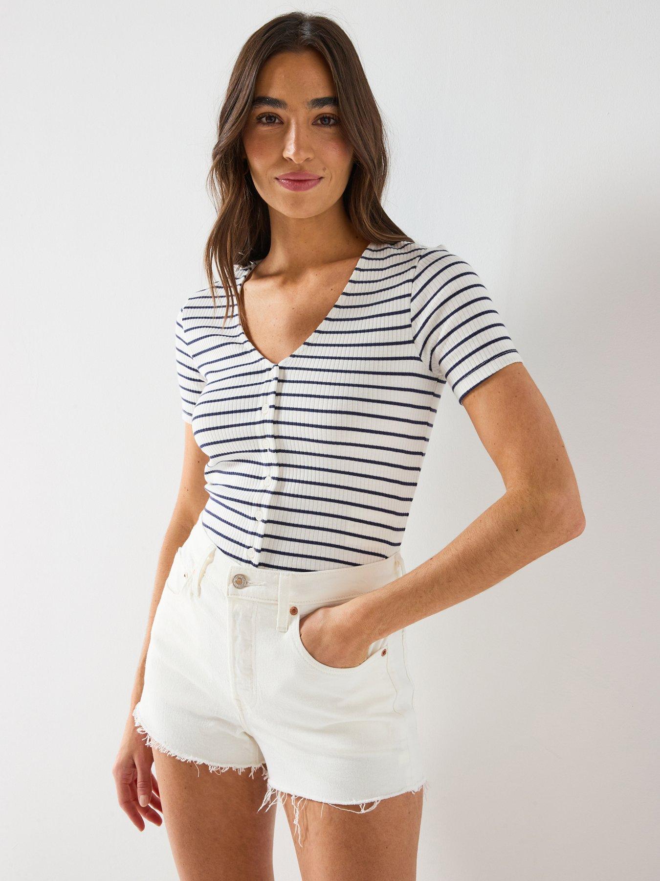 Levi's Muse Striped Short Sleeve T-Shirt - Blue