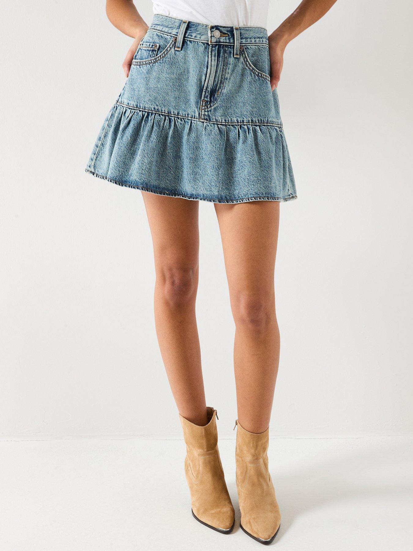  image of levis-flounce-mini-skirt-blue