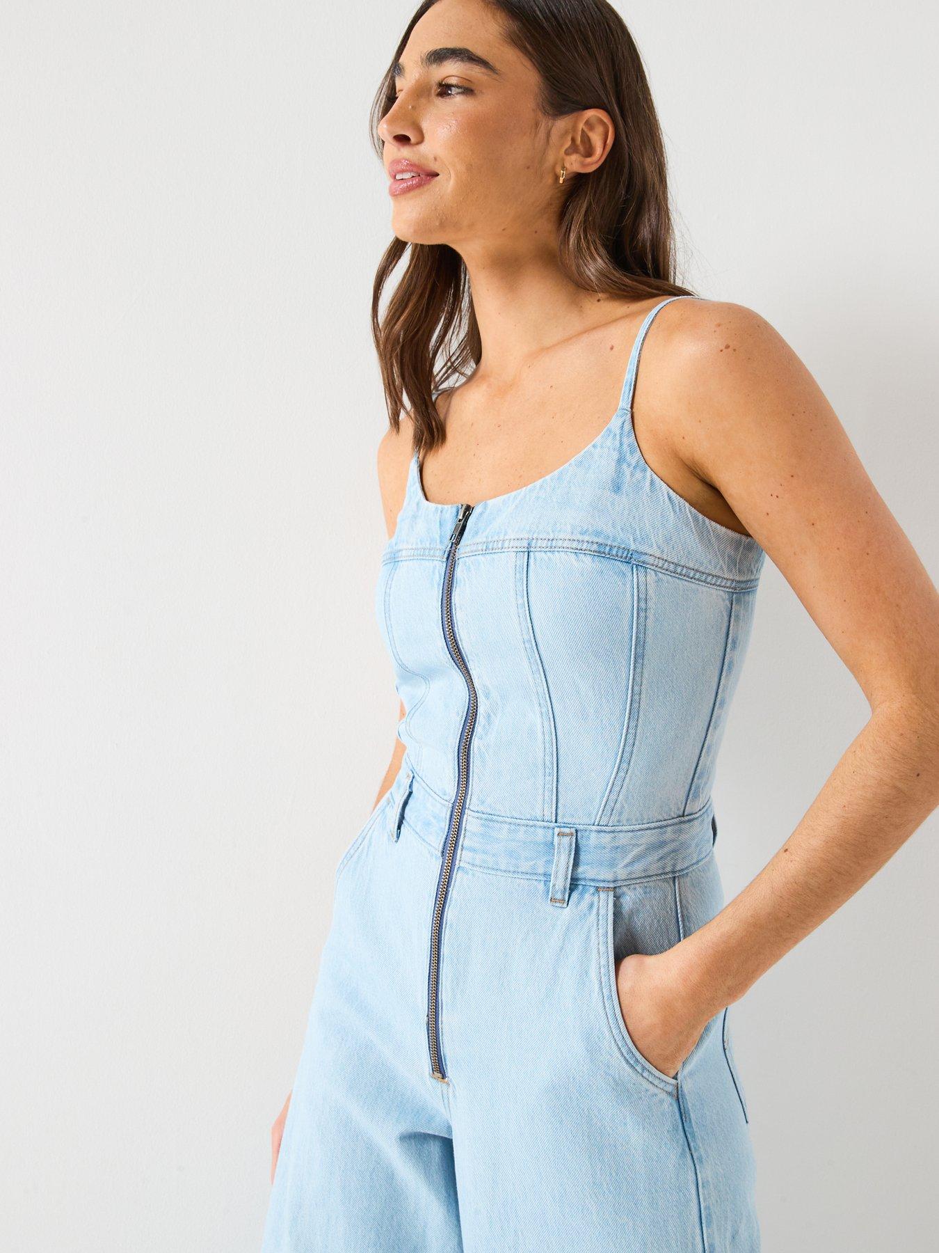  image of levis-bustier-jumpsuit-blue