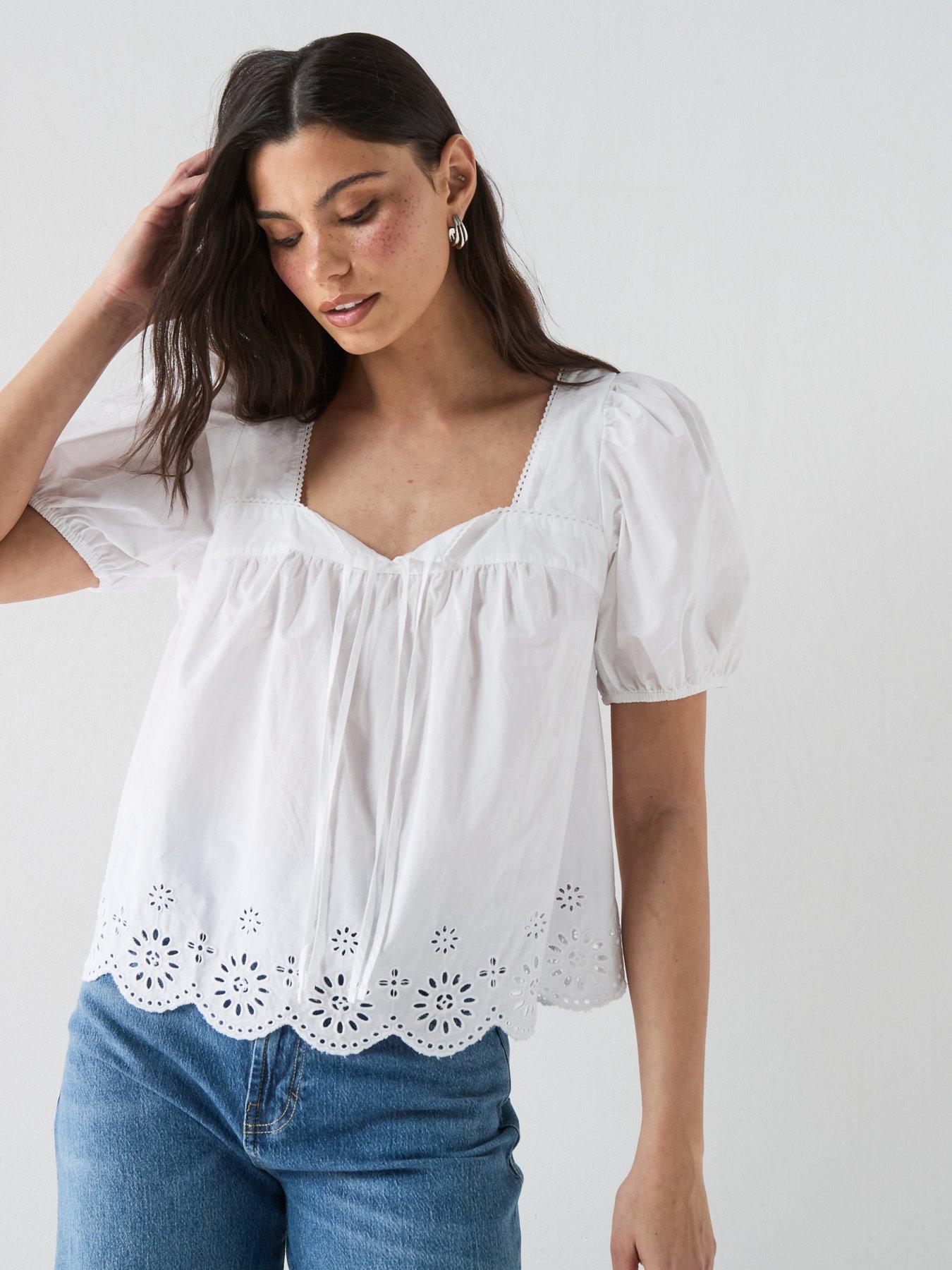 Levi's Darling Short Sleeve Cutwork Blouse - White