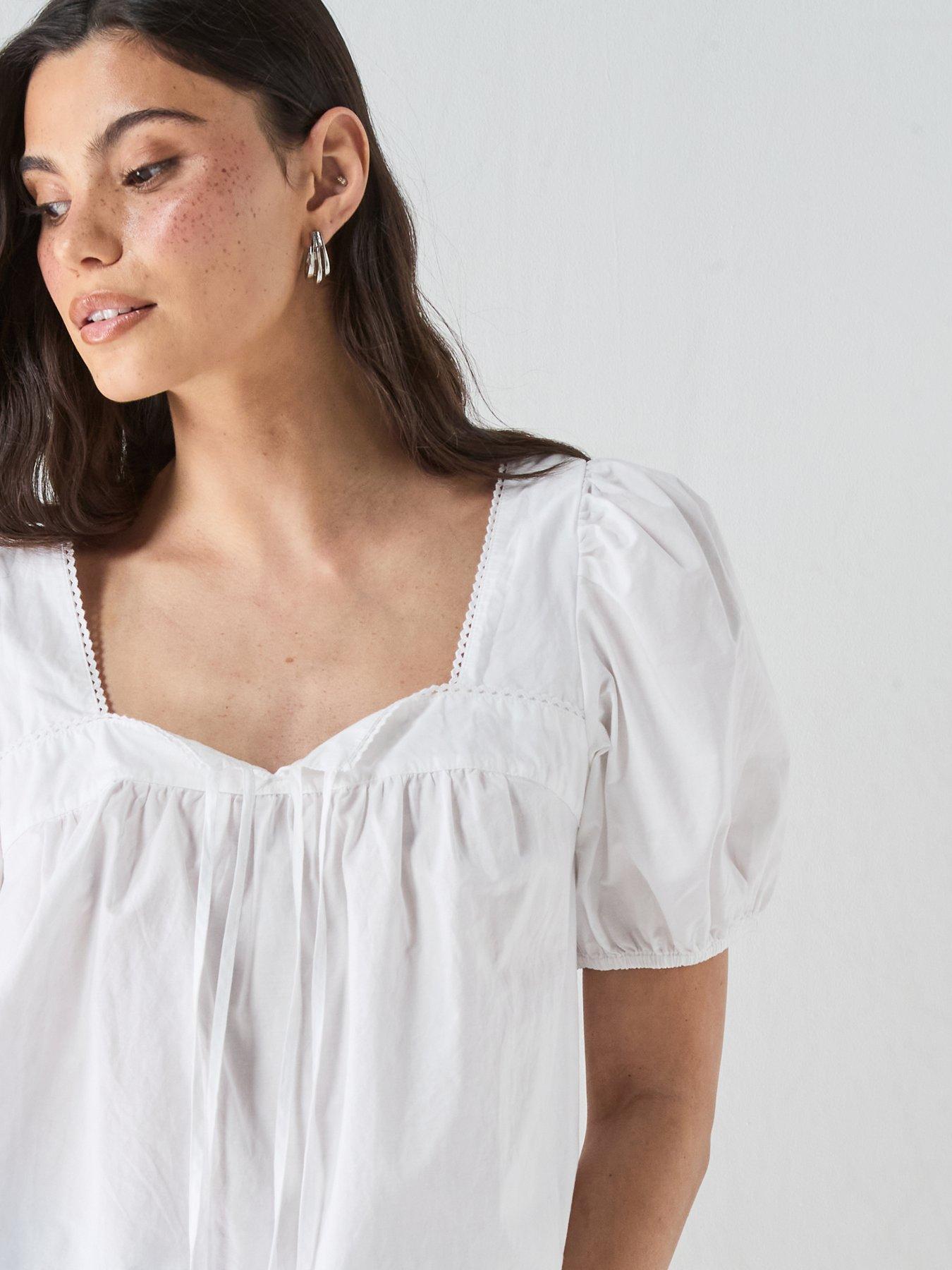 Image 6 of 6 of Levi's Darling Short Sleeve Cutwork Blouse - White