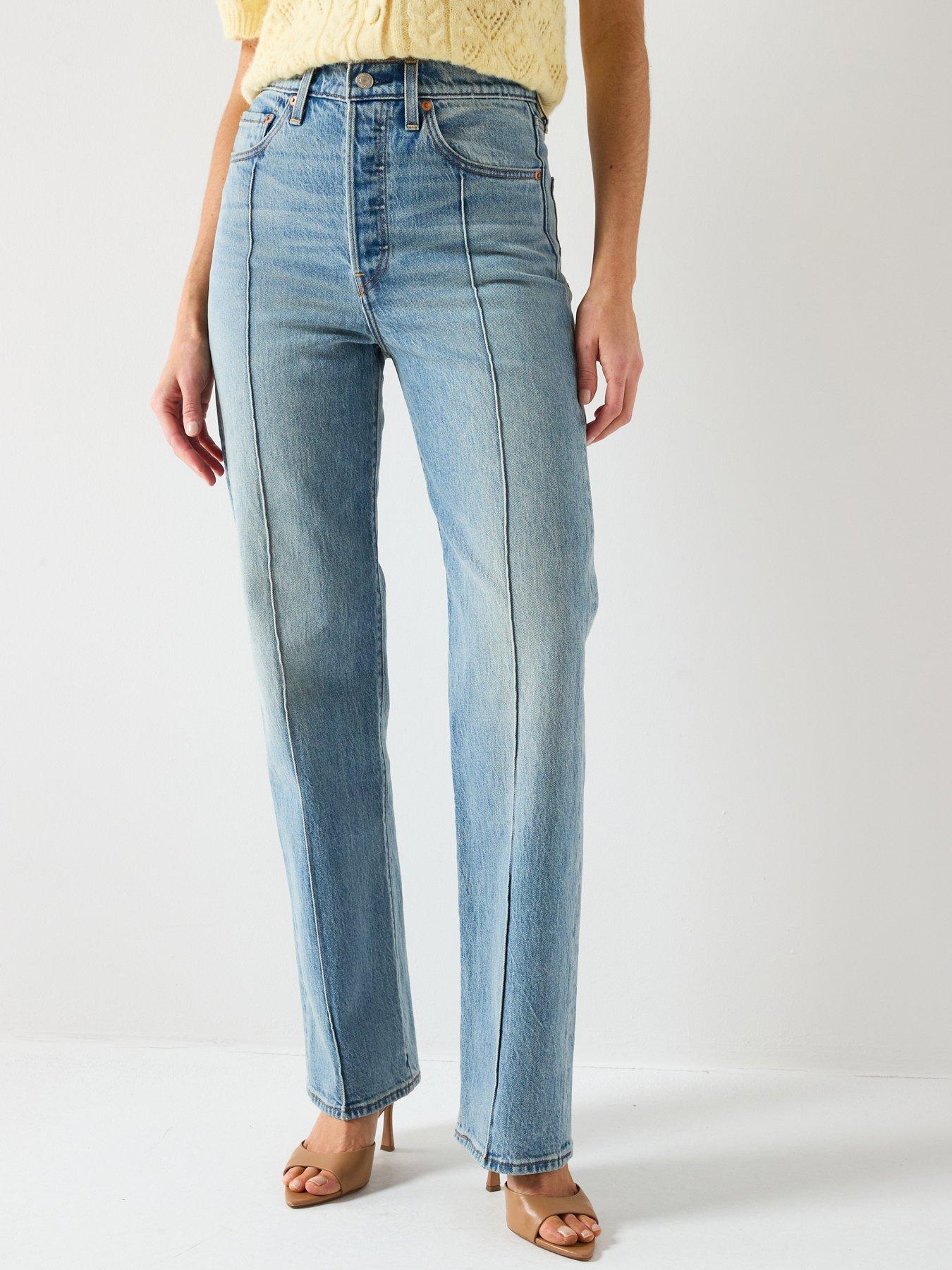 front image of levis-ribcage-full-length-jeans-blue