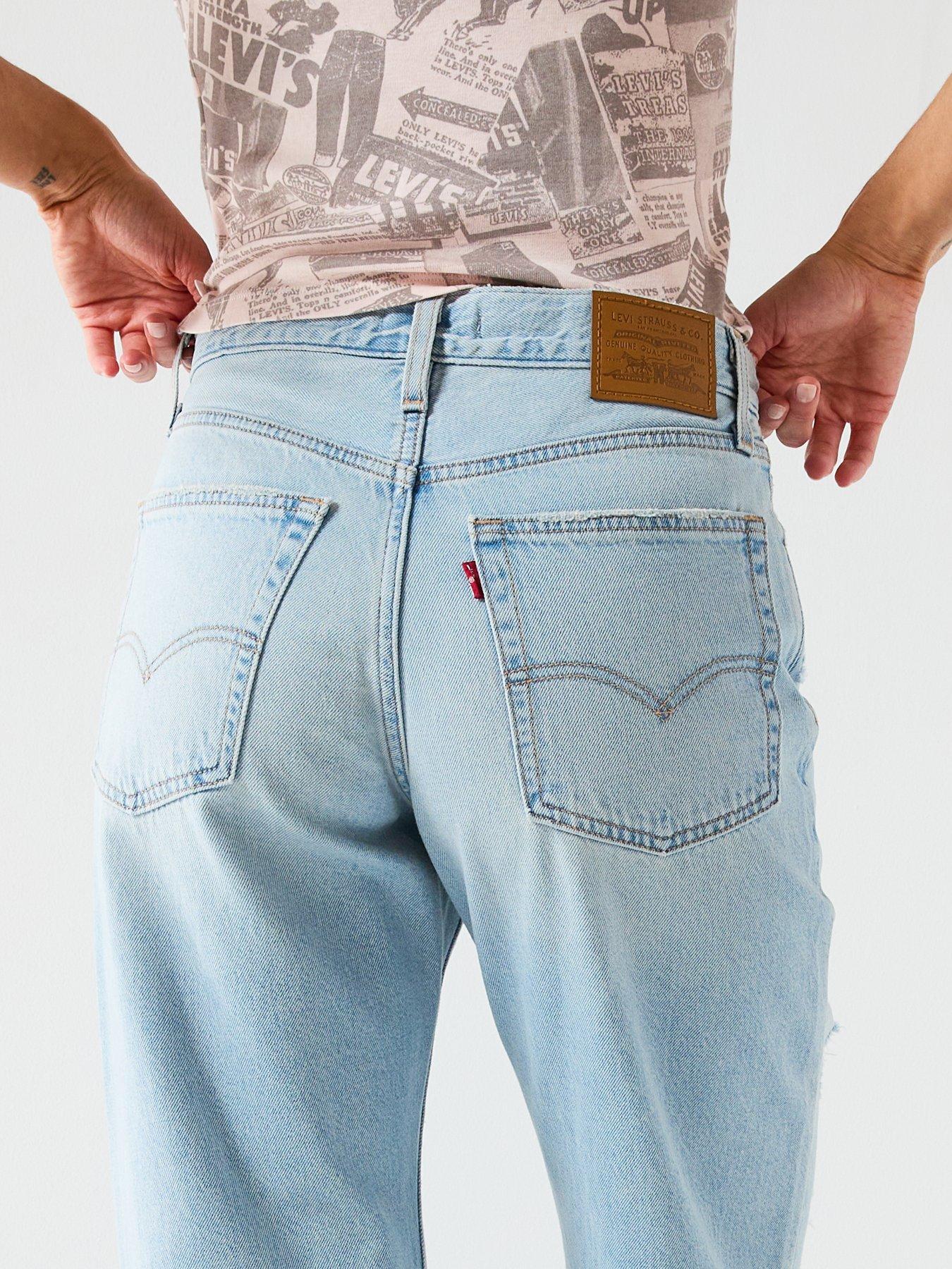  image of levis-loose-boot-cut-distressed-jeans-blue