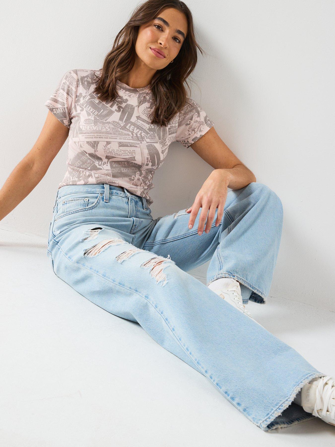  image of levis-loose-boot-cut-distressed-jeans-blue