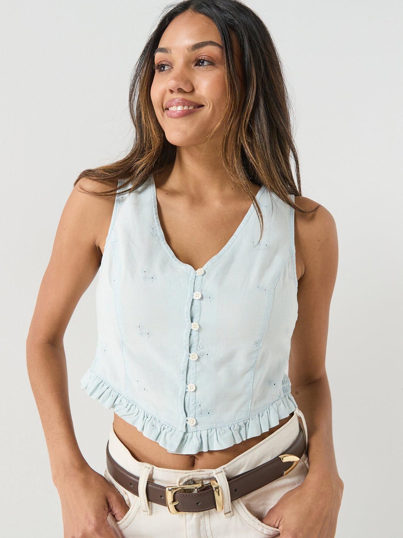 Levi's Teagan Sleeveless Cropped Blouse - Blue