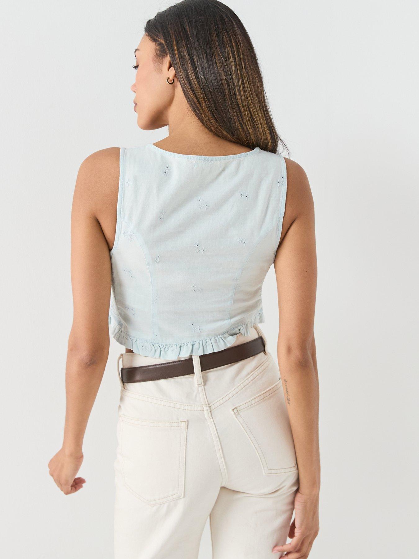 Image 2 of 5 of Levi's Teagan Sleeveless Cropped Blouse - Blue